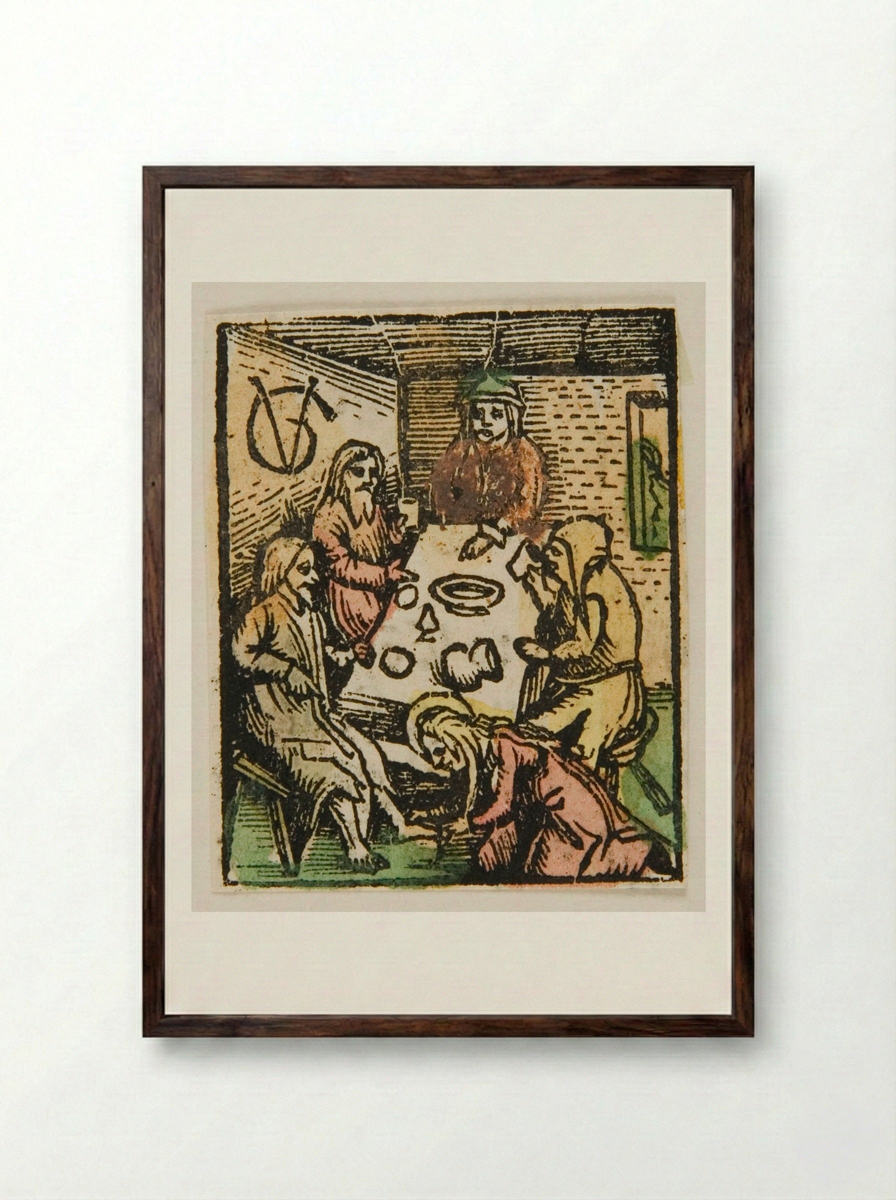Mary Magdalene Washing the Feet of Christ - Urs Graf - Framed Print Dark Wood