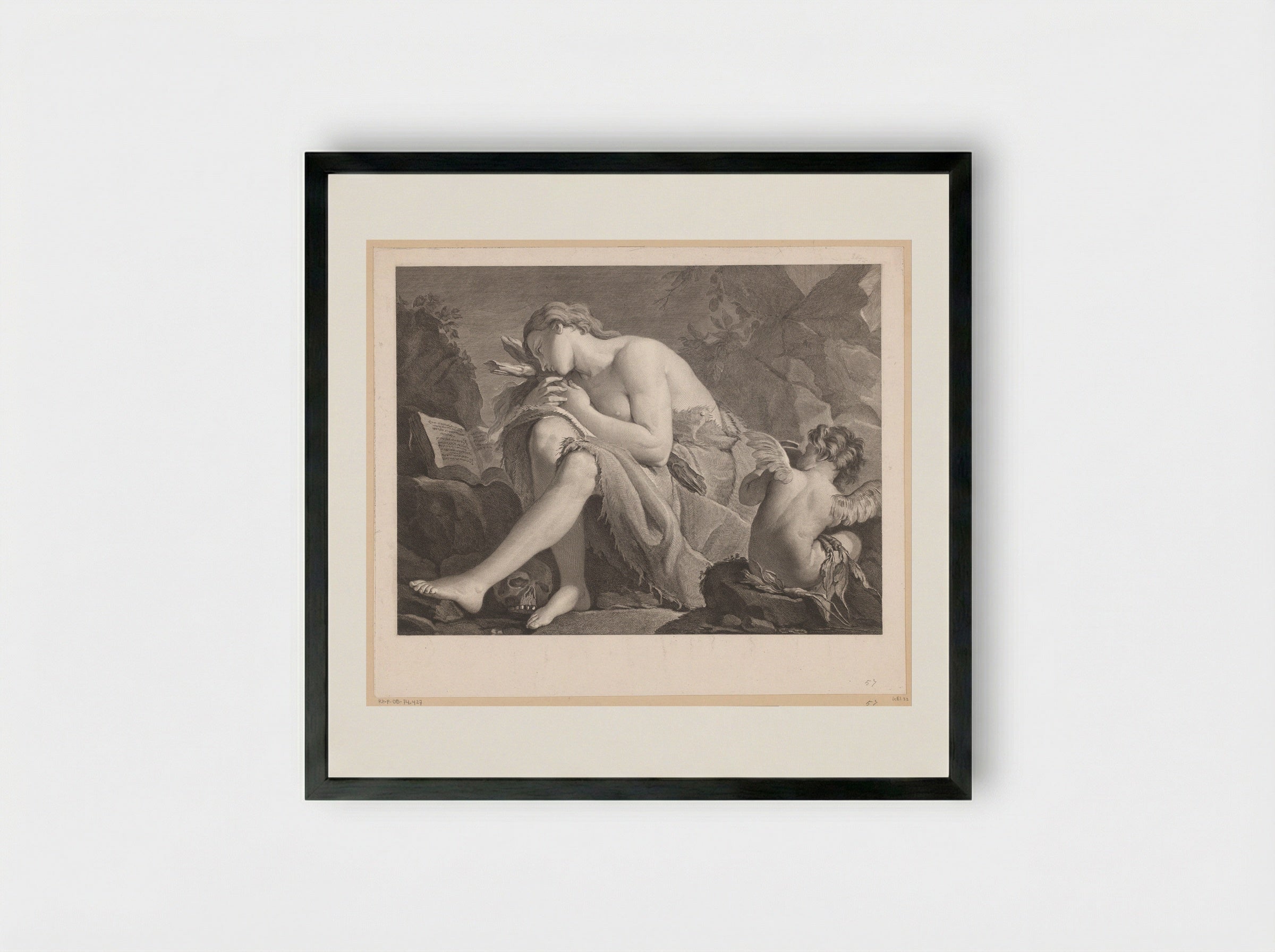 Mary Magdalene in the Wilderness - Jacques Nicolas Tardieu - Framed Print Black