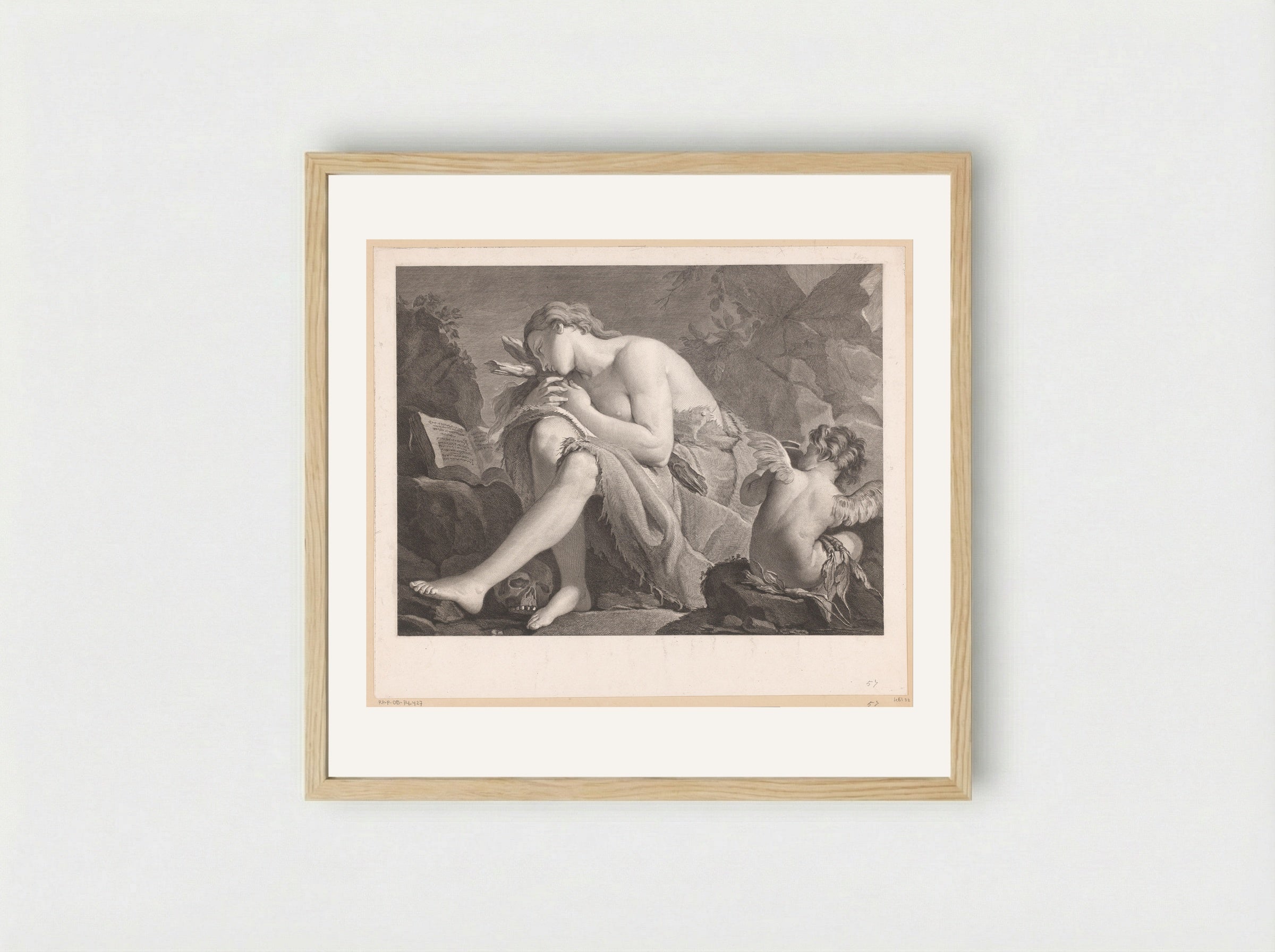 Mary Magdalene in the Wilderness - Jacques Nicolas Tardieu - Framed Print Wood