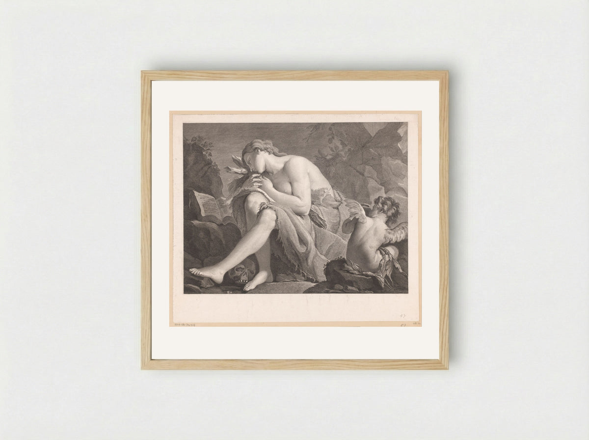Mary Magdalene in the Wilderness - Jacques Nicolas Tardieu - Framed Print Wood