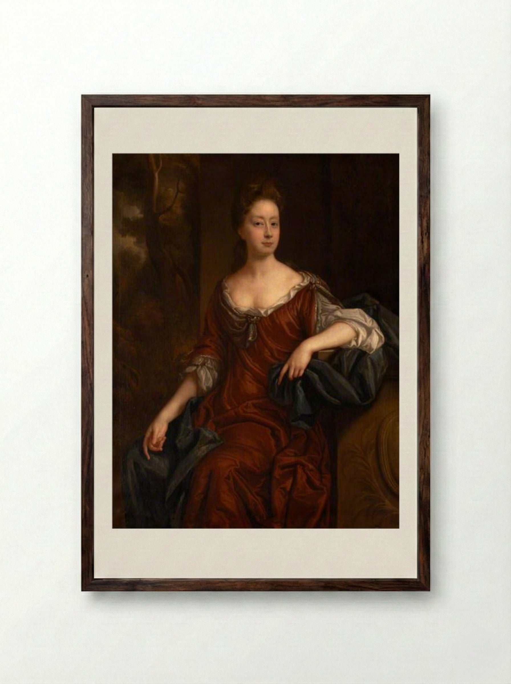 Mary Morice of Wirrington - John Riley - Framed Print Dark Wood