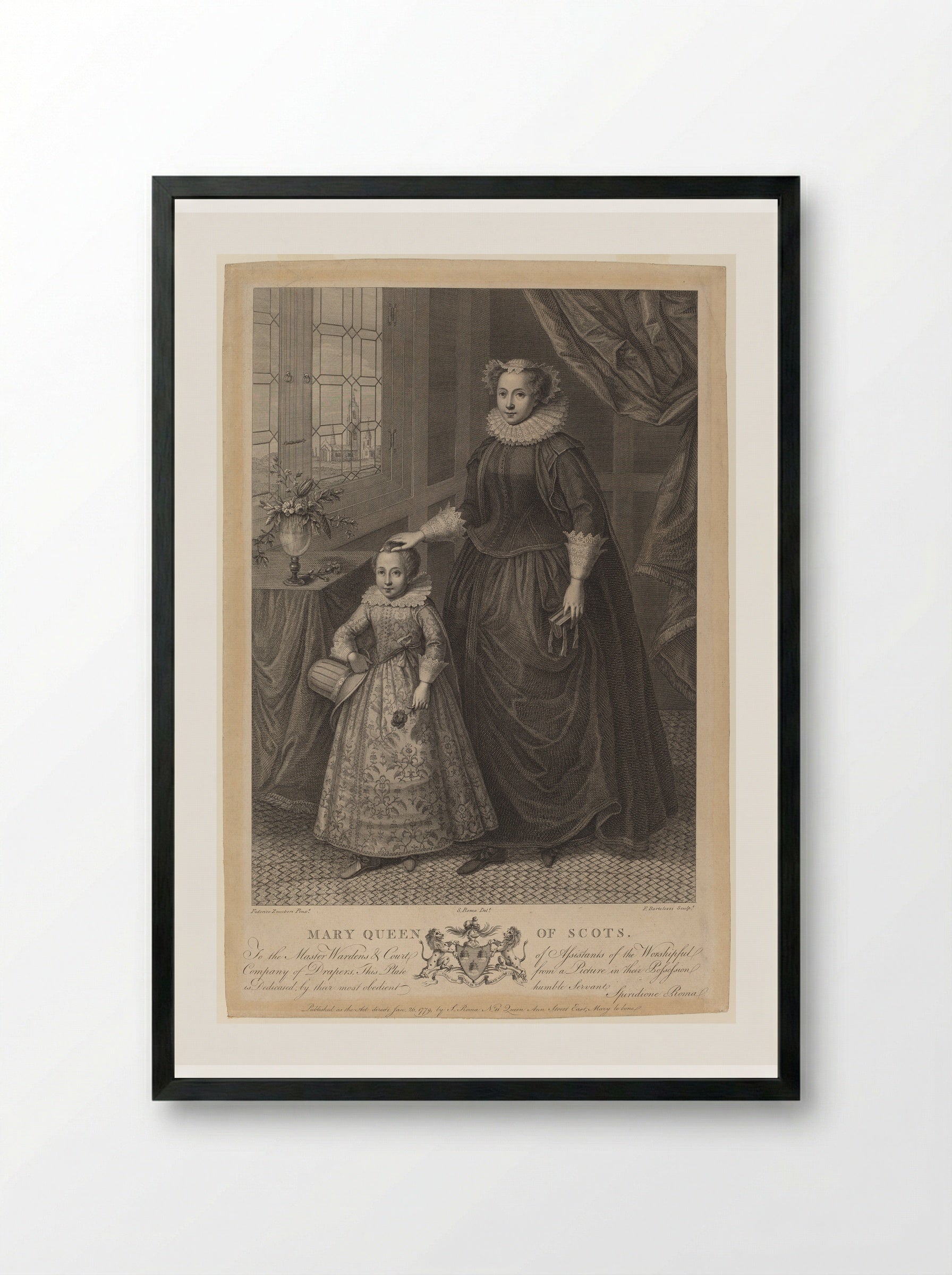 Mary Queen of Scots - Francesco Bartolozzi - Framed Print Black