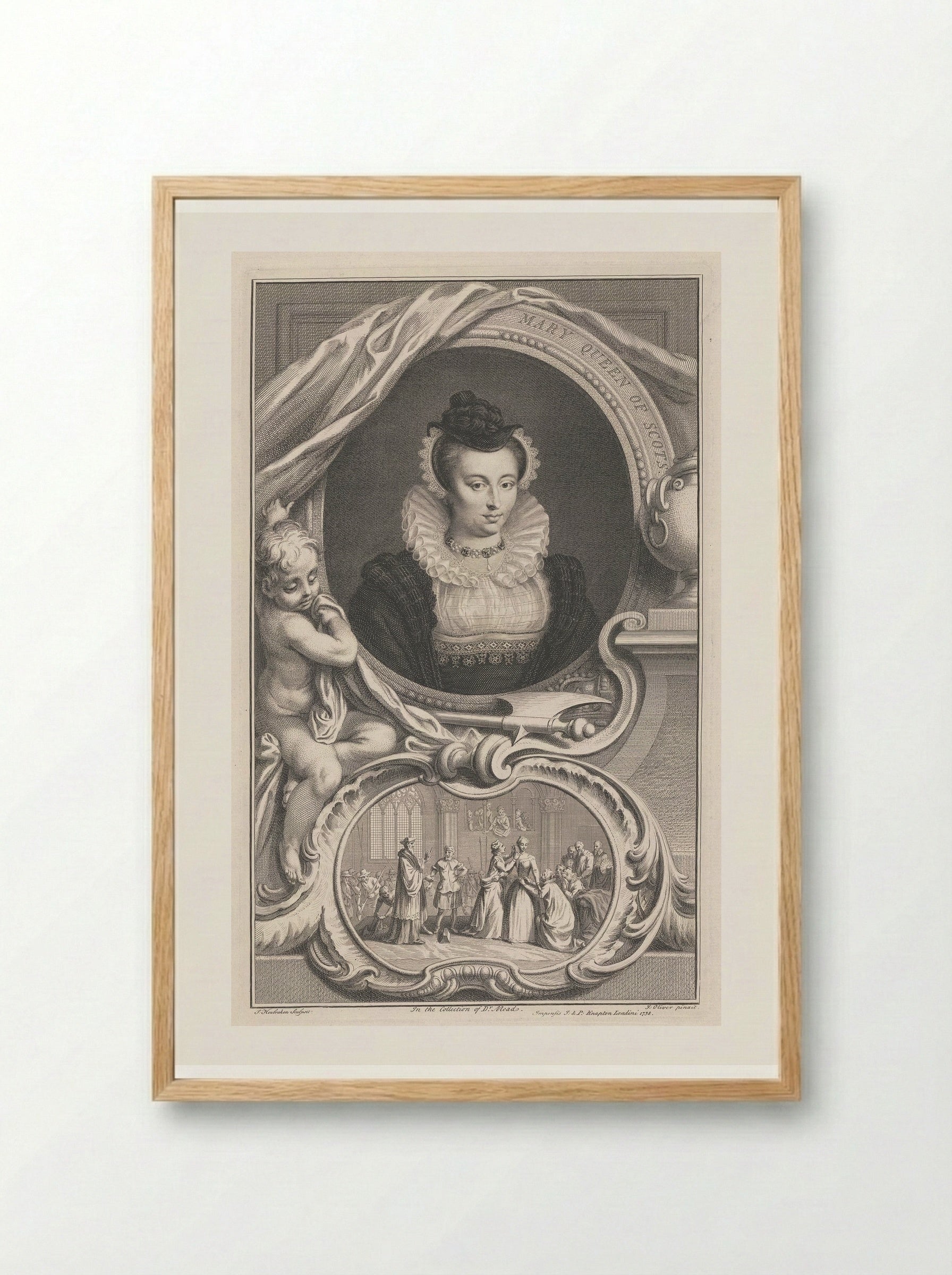Mary Queen of Scots - Jacobus Houbraken - Framed Print Wood