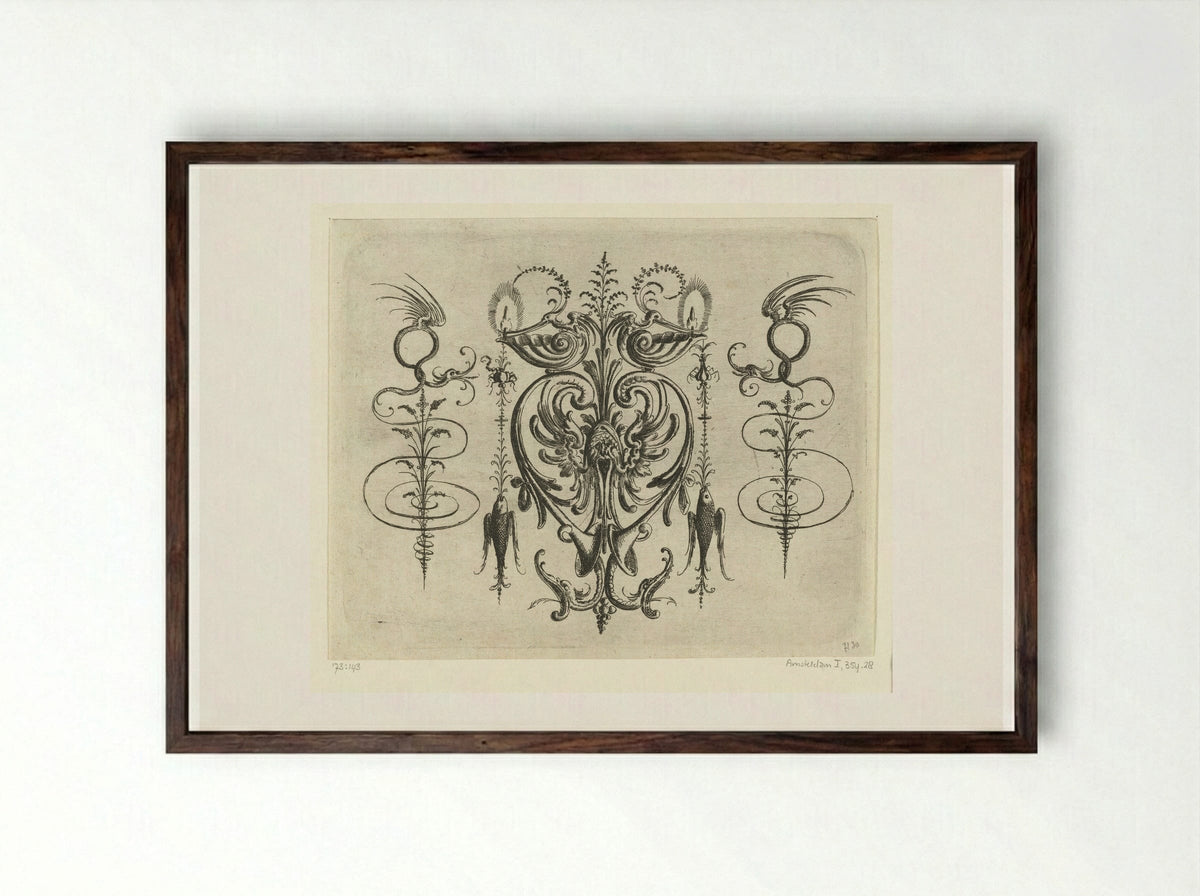 Mascaron with Wings - Christoph Jamnitzer - Framed Print Dark Wood