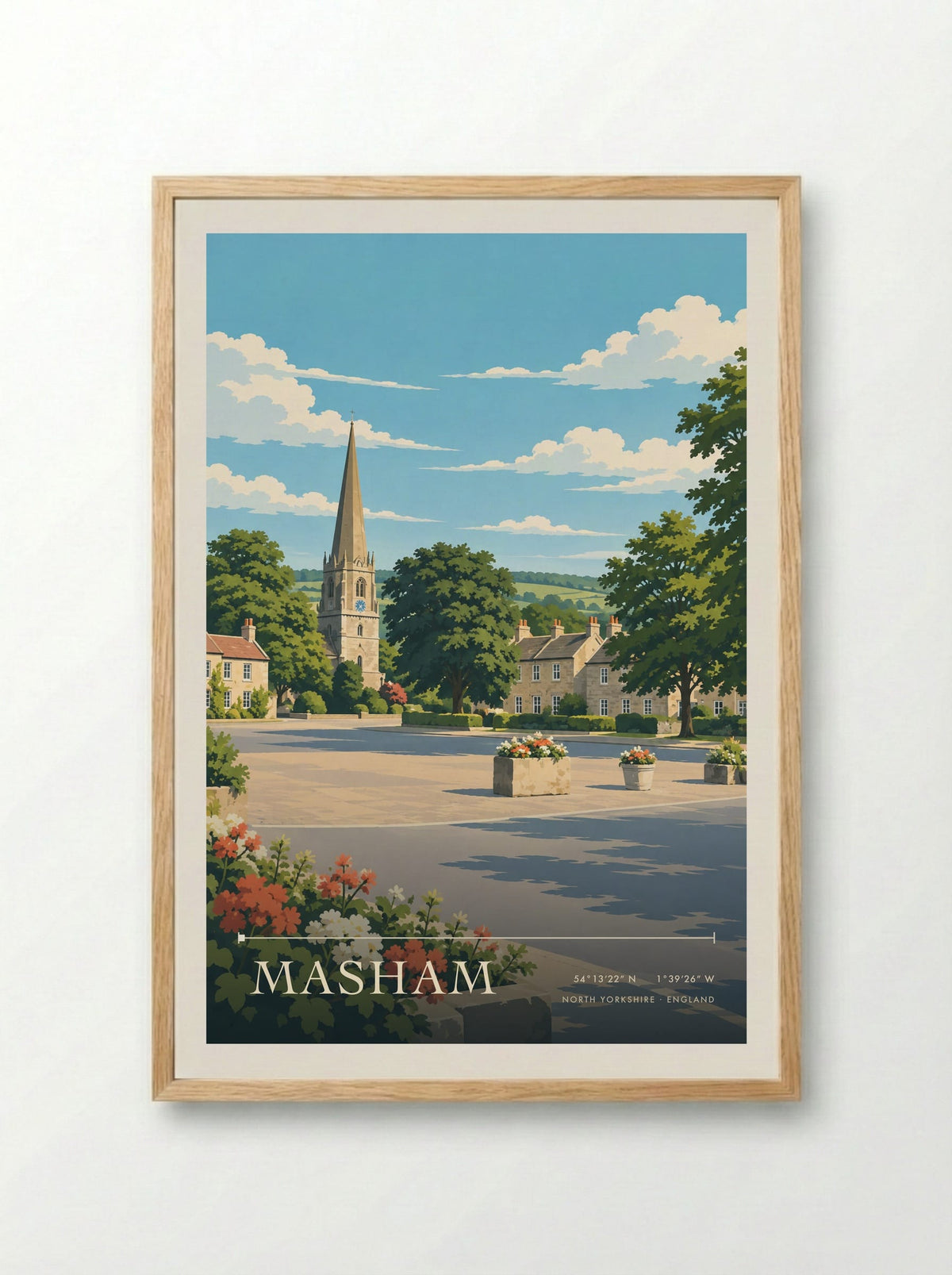 Masham, North Yorkshire | Travel Poster - Framed Print Wood