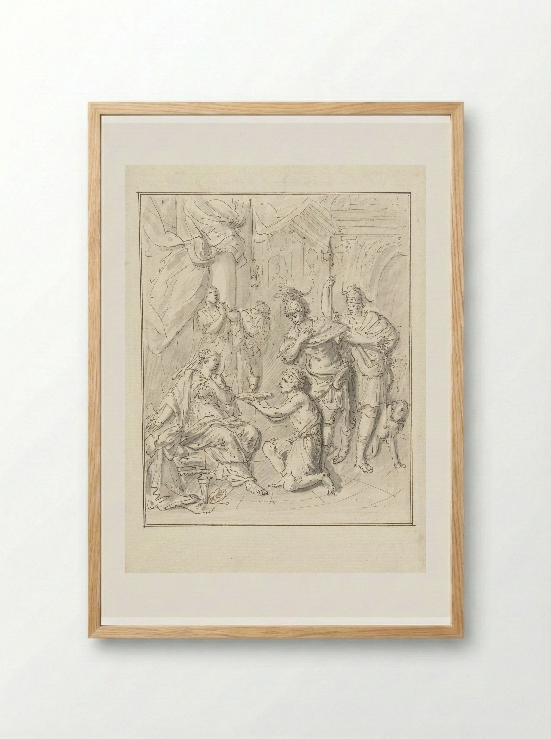 Masinissa Sending the Poisoned Cup to Sophonisba - Elias van Nijmegen - Framed Print Wood