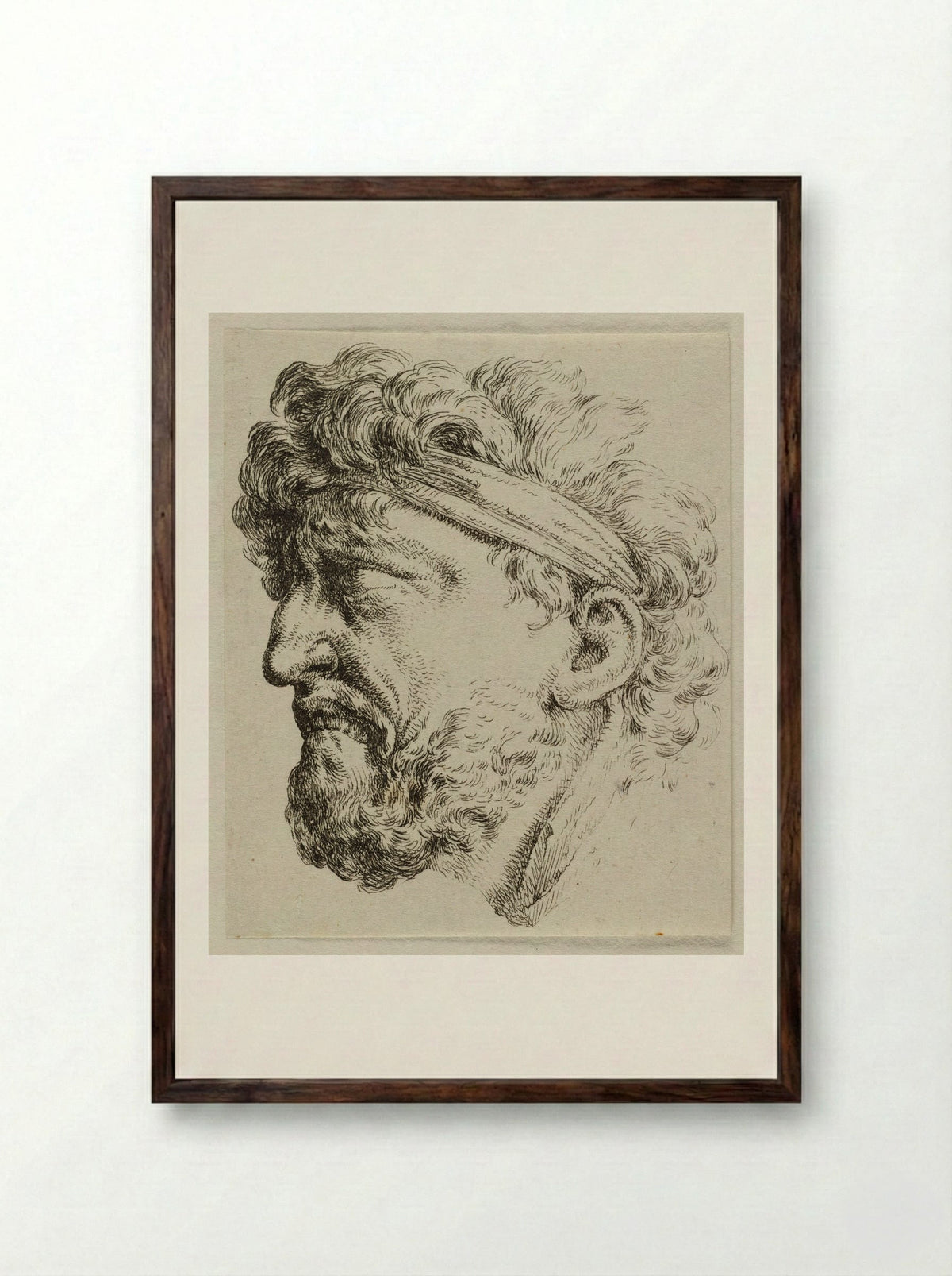 Mask from the Courtyard of the Zeughaus, Berlin - Christian Bernhard Rode - Framed Print Dark Wood