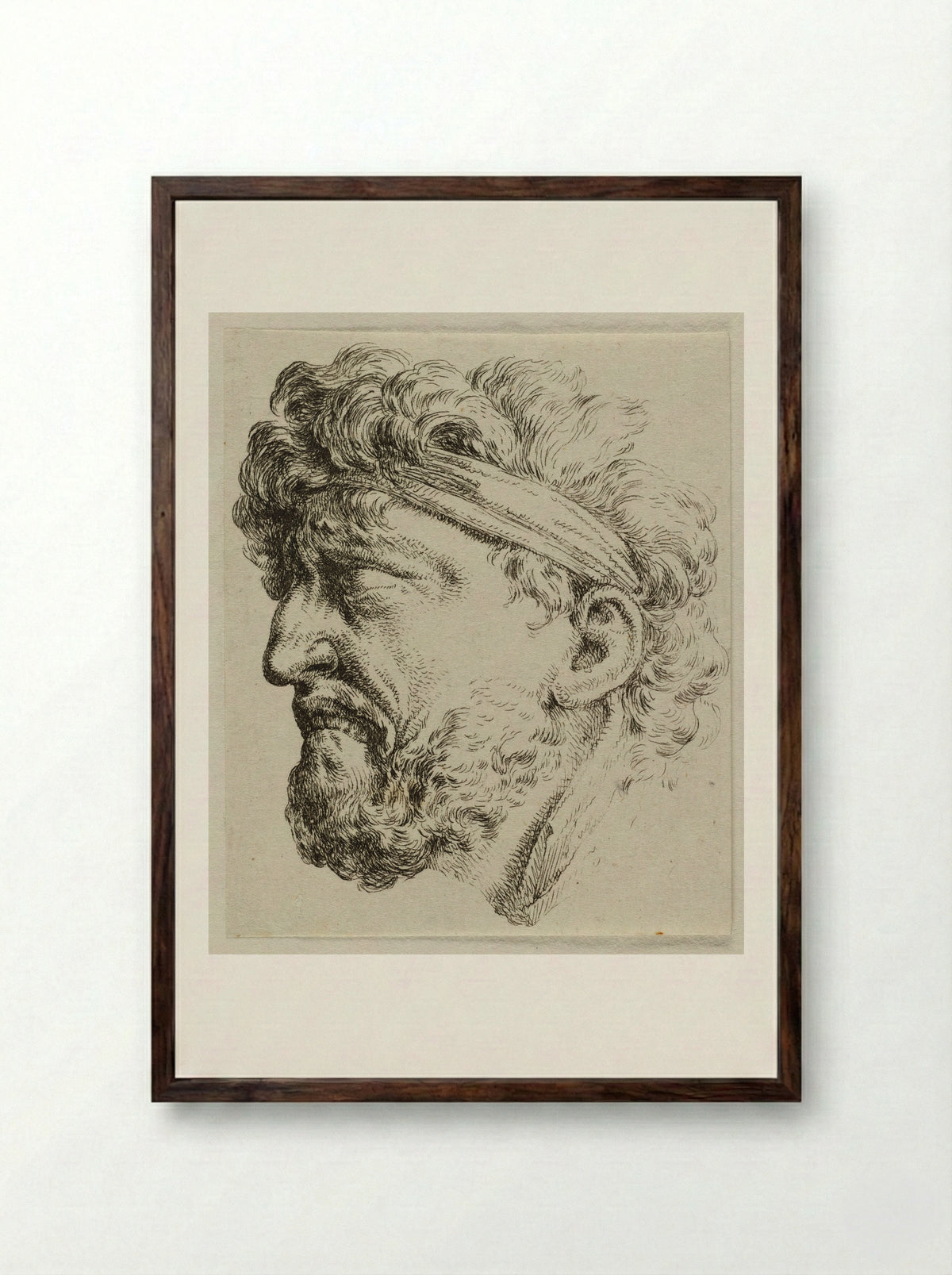 Mask from the Courtyard of the Zeughaus, Berlin - Christian Bernhard Rode - Framed Print Dark Wood