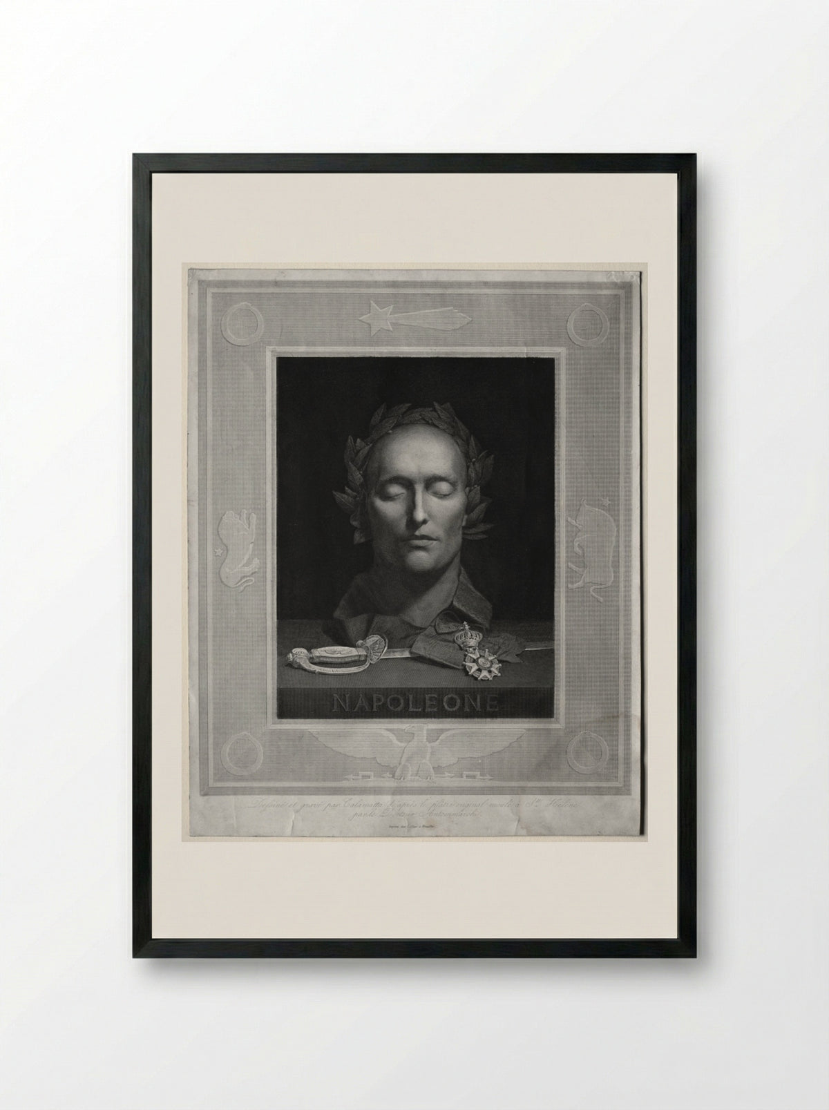 Mask of Napoleon - Luigi Calamatta - Framed Print Black