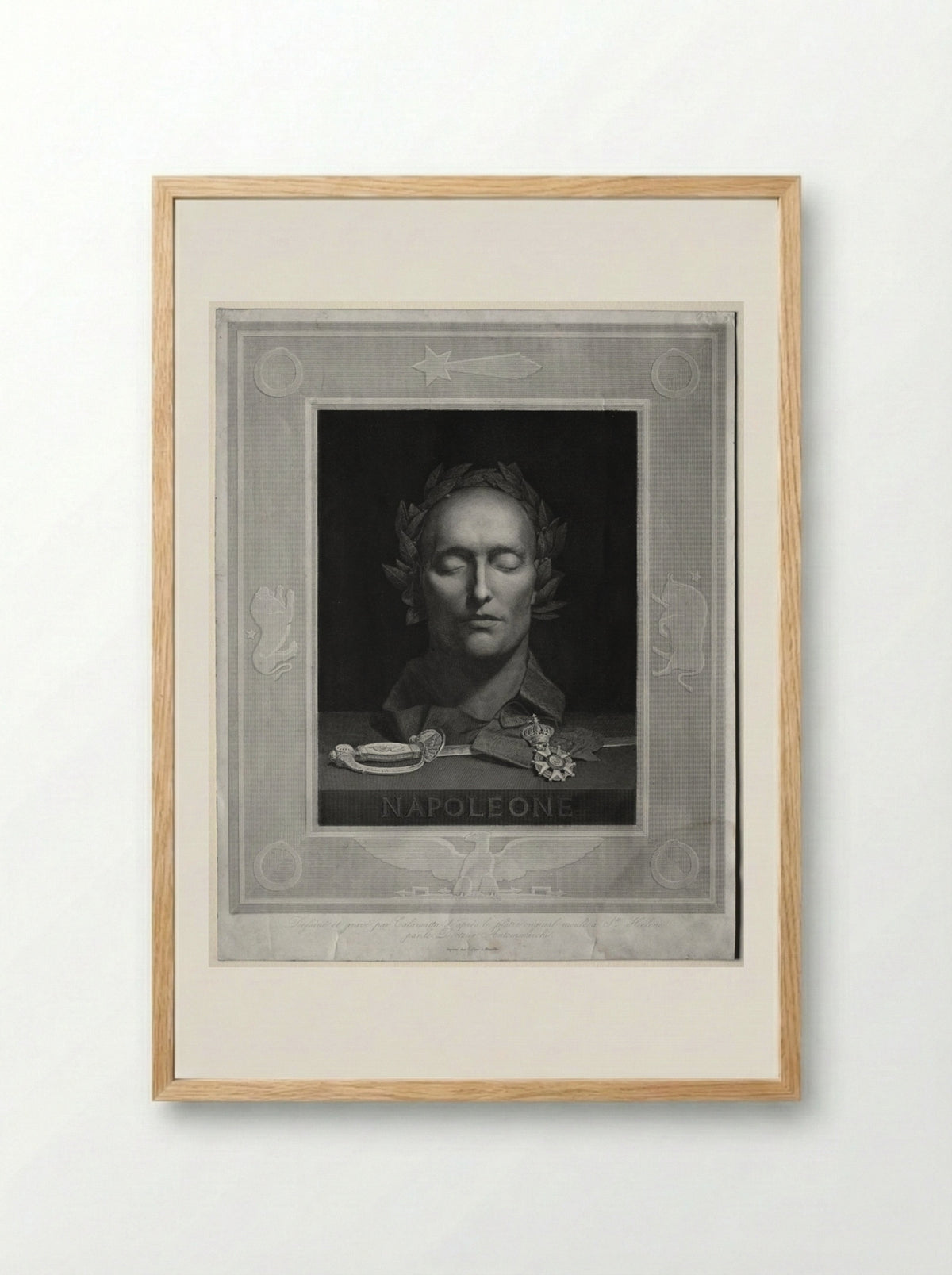 Mask of Napoleon - Luigi Calamatta - Framed Print Wood