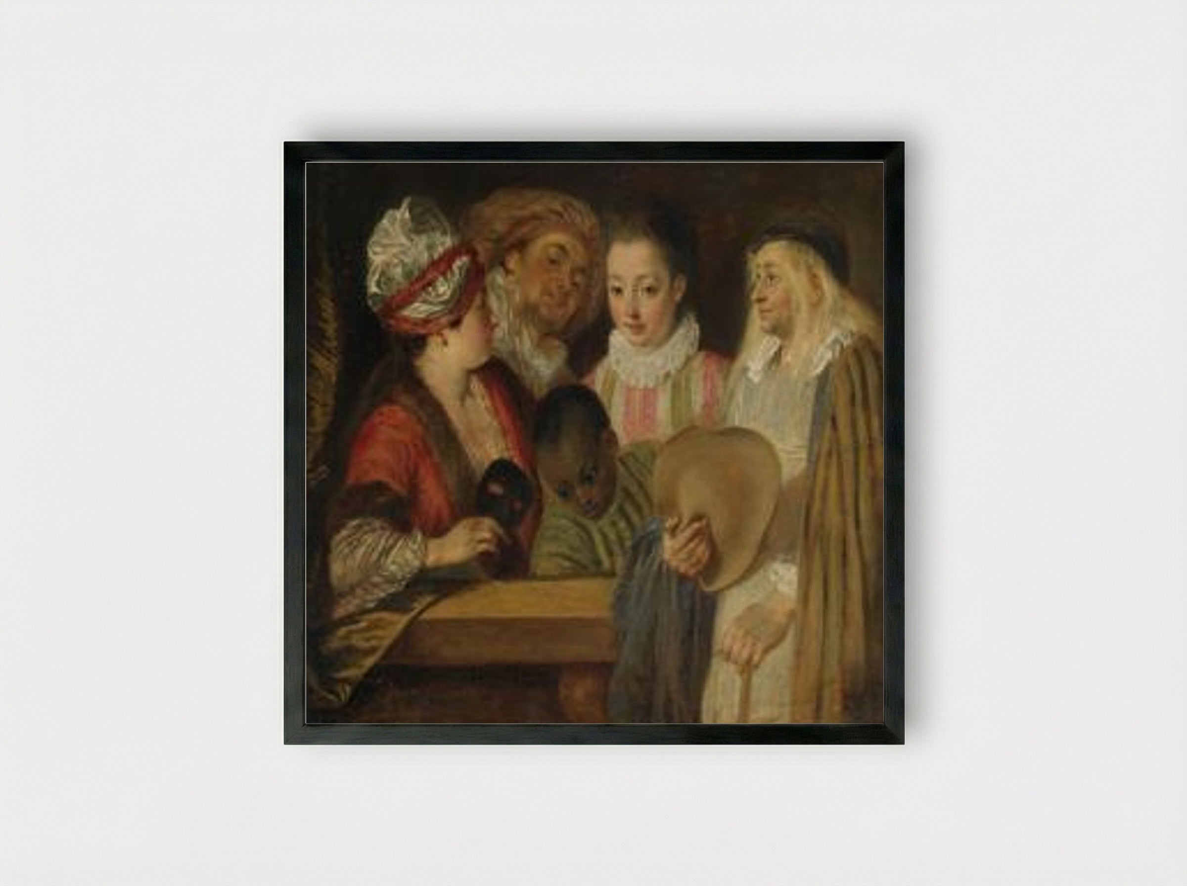 Maskerade - Antoine Watteau - Framed Print Black