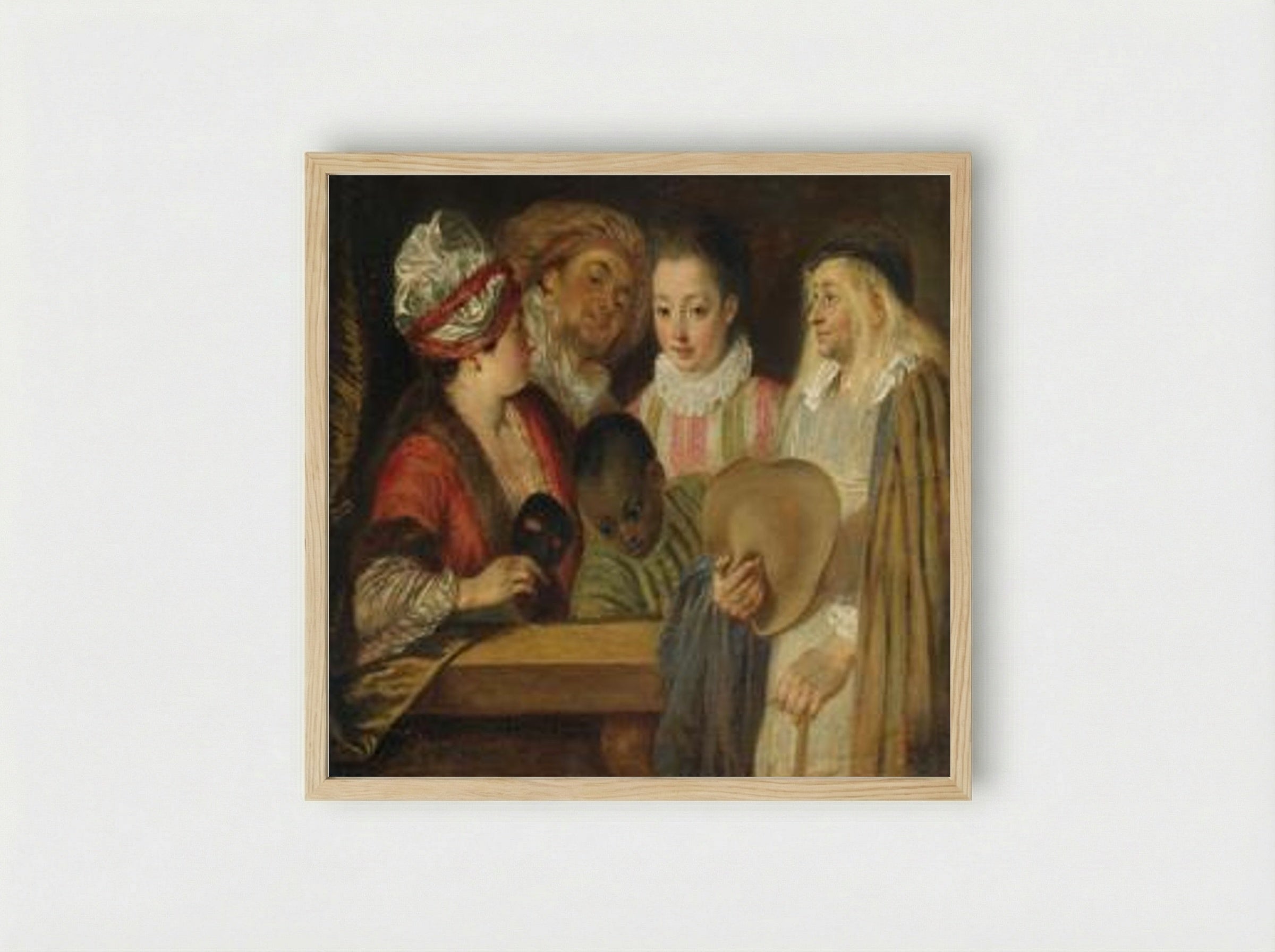 Maskerade - Antoine Watteau - Framed Print Wood
