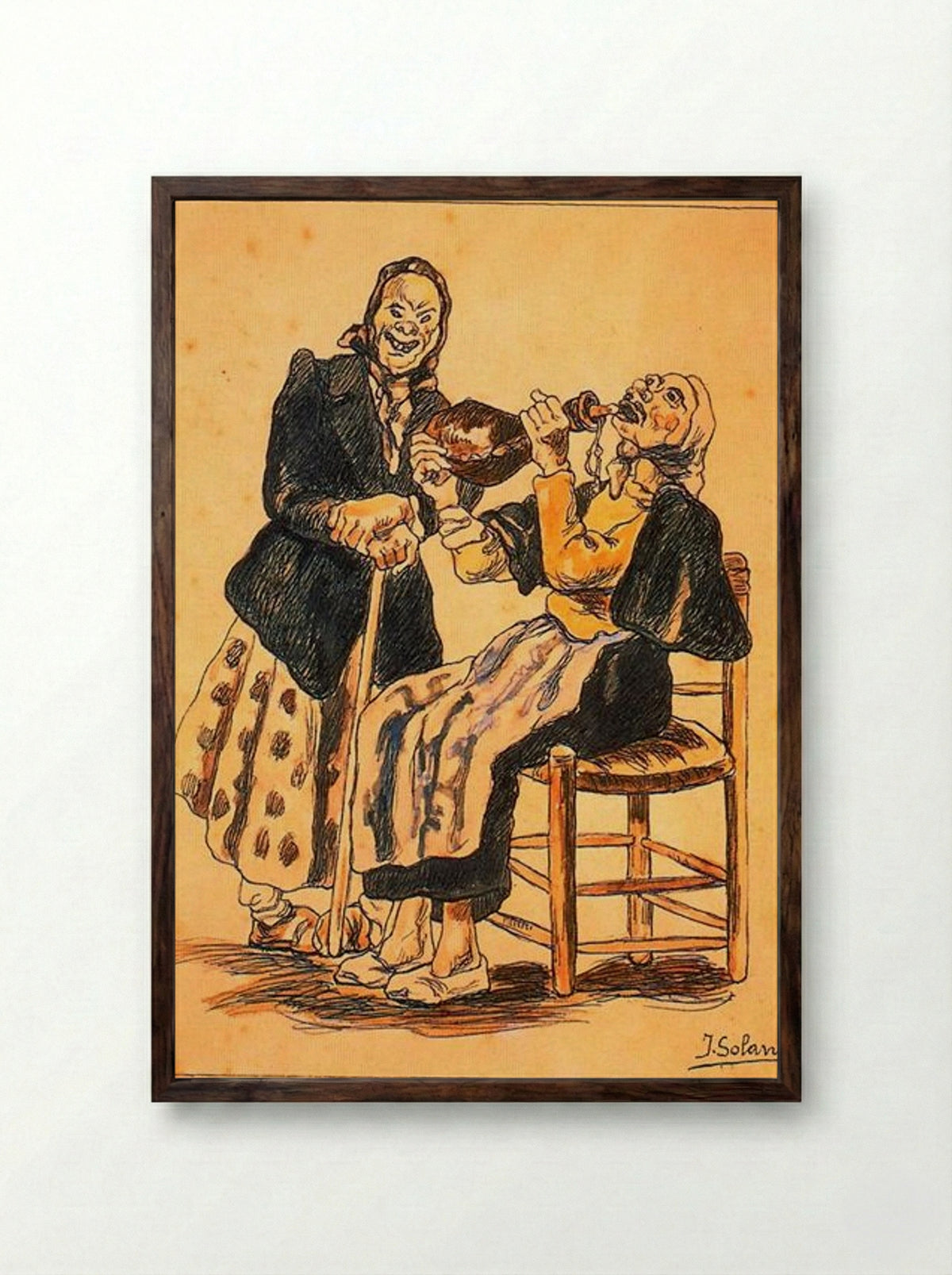 Masks Drinking - José Gutiérrez Solana - Framed Print Dark Wood