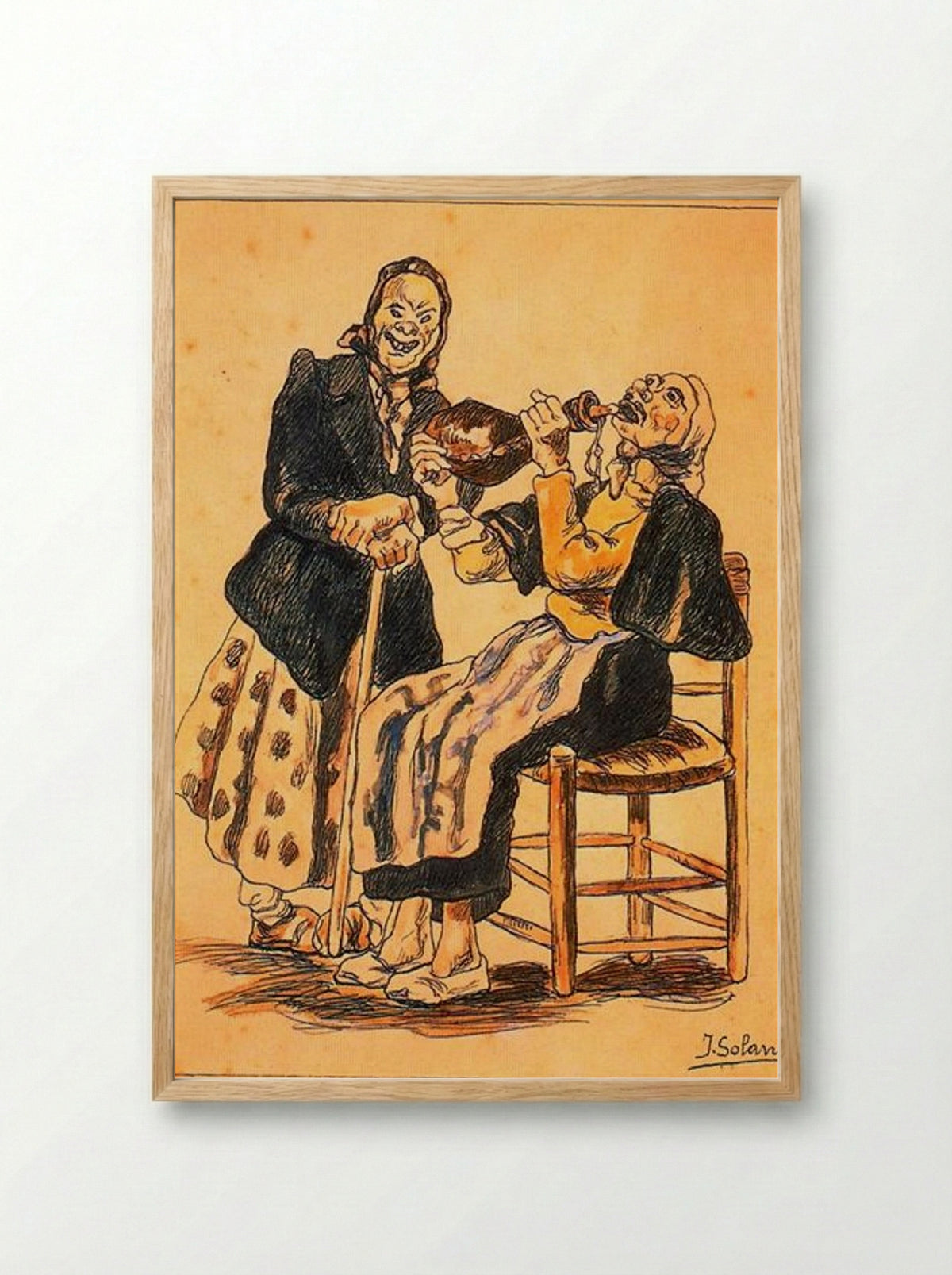 Masks Drinking - José Gutiérrez Solana - Framed Print Wood