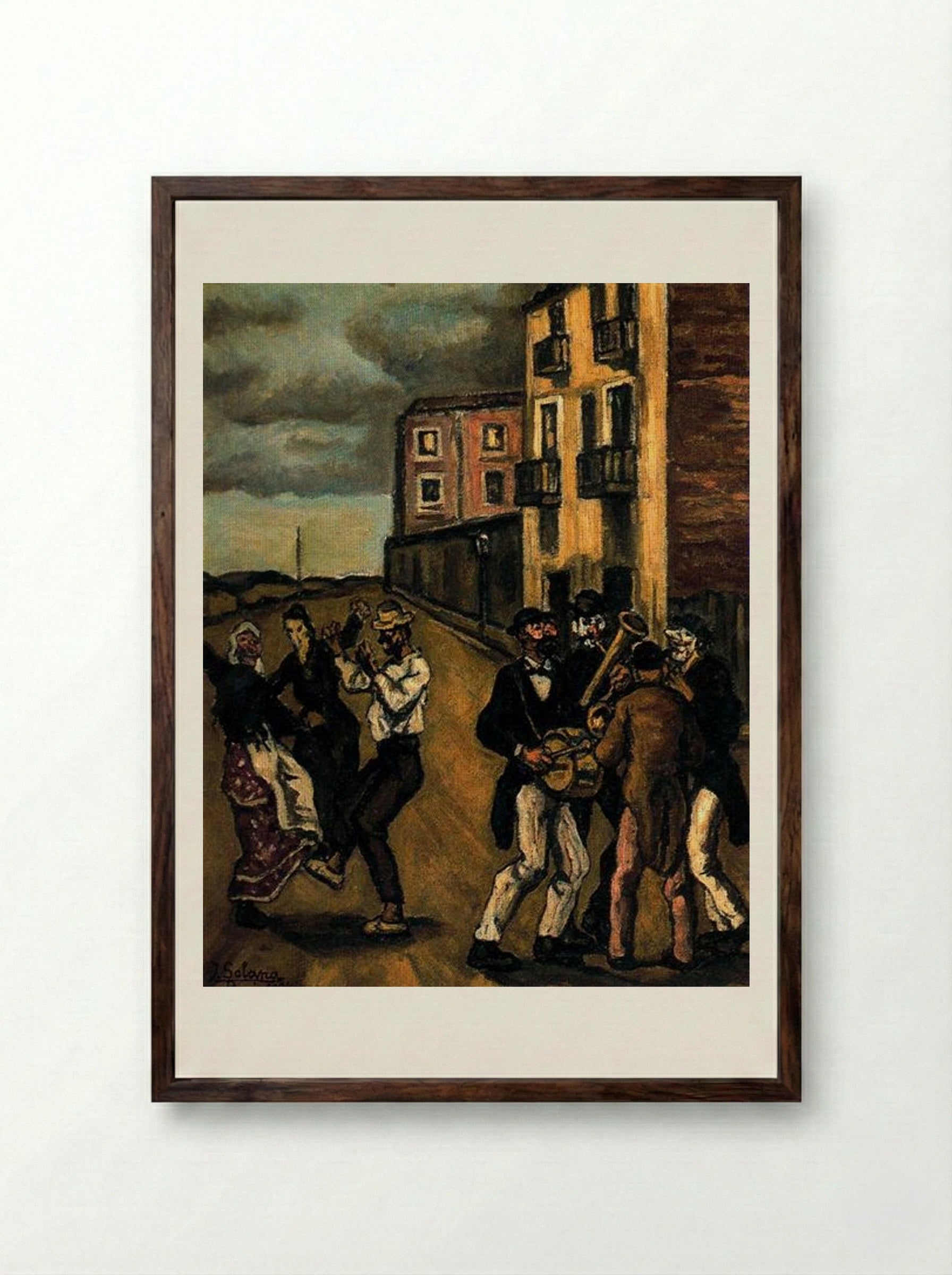 Masks - José Gutiérrez Solana - Framed Print Dark Wood