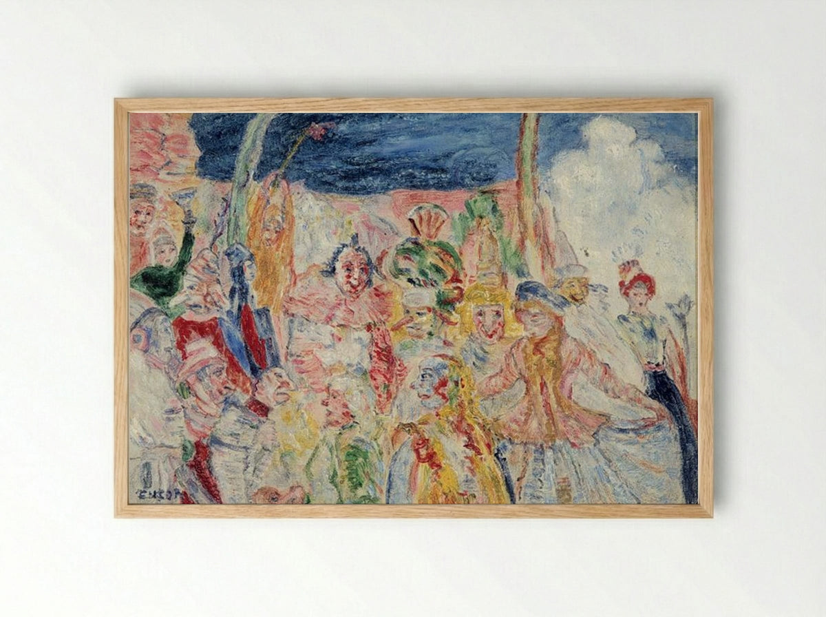 Masks - James Ensor - Framed Print Wood