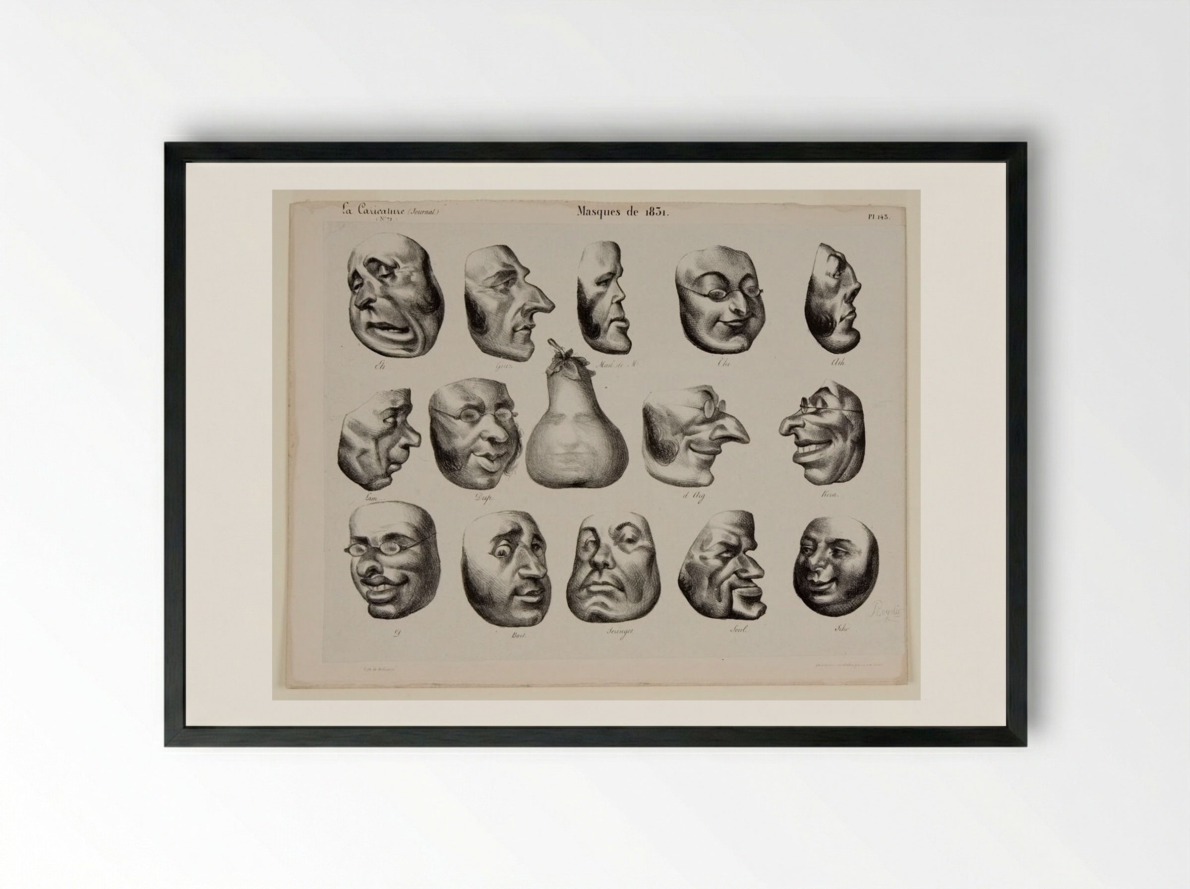 Masques de 1831 - Honoré-Victorin Daumier - Framed Print Black
