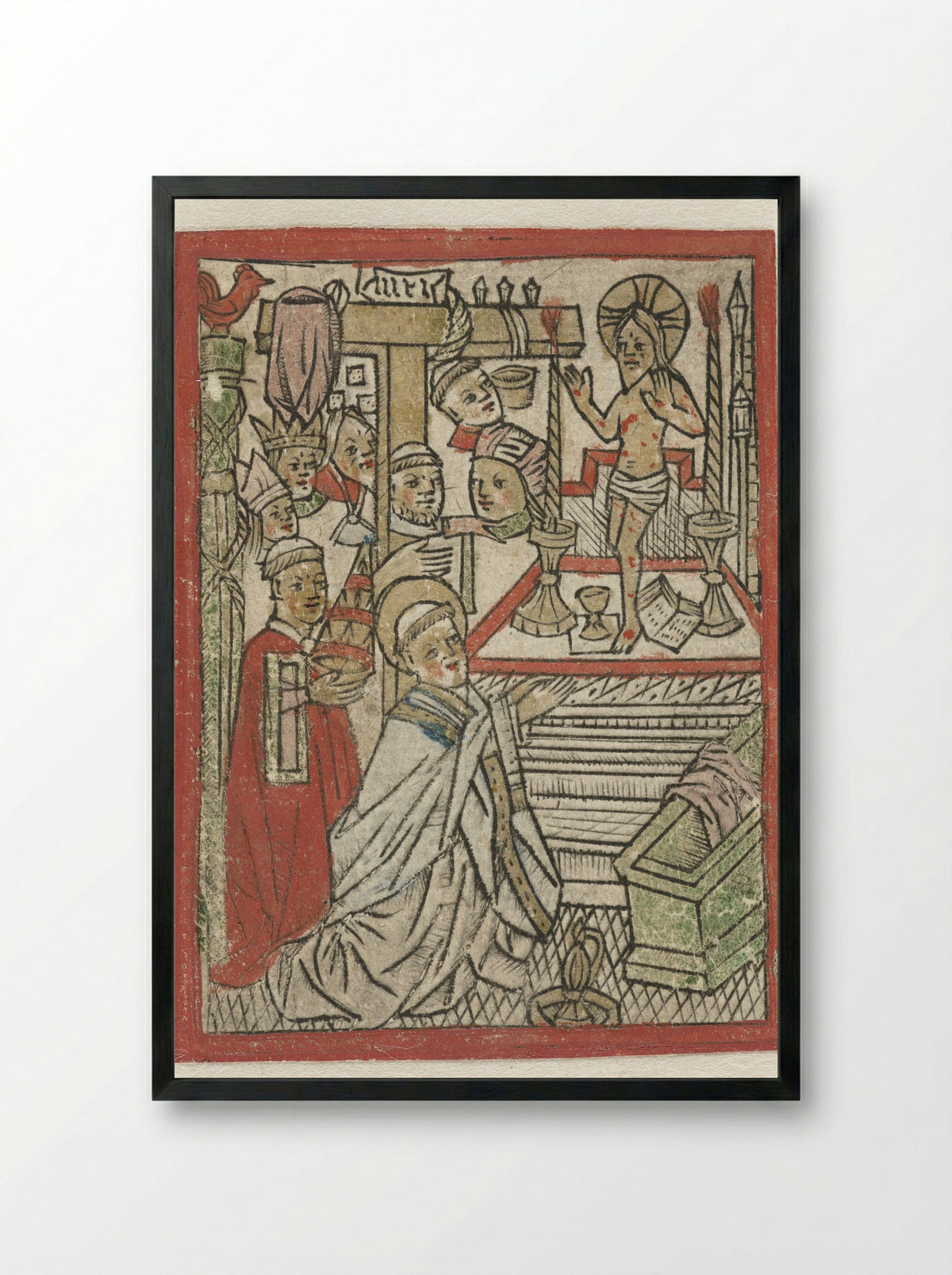 Mass of Saint Gregory - Meester van de H. Erasmus - Framed Print Black