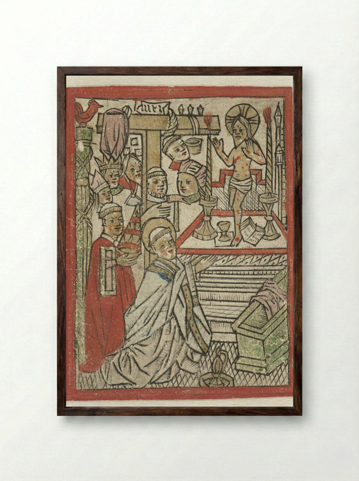 Mass of Saint Gregory - Meester van de H. Erasmus - Framed Print Dark Wood