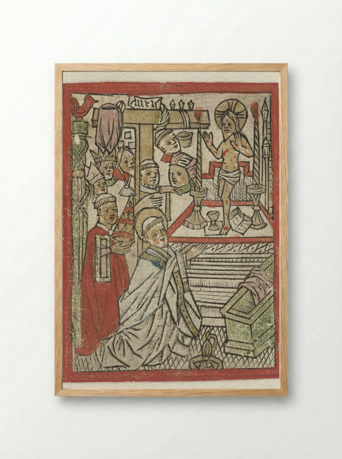 Mass of Saint Gregory - Meester van de H. Erasmus - Framed Print Wood