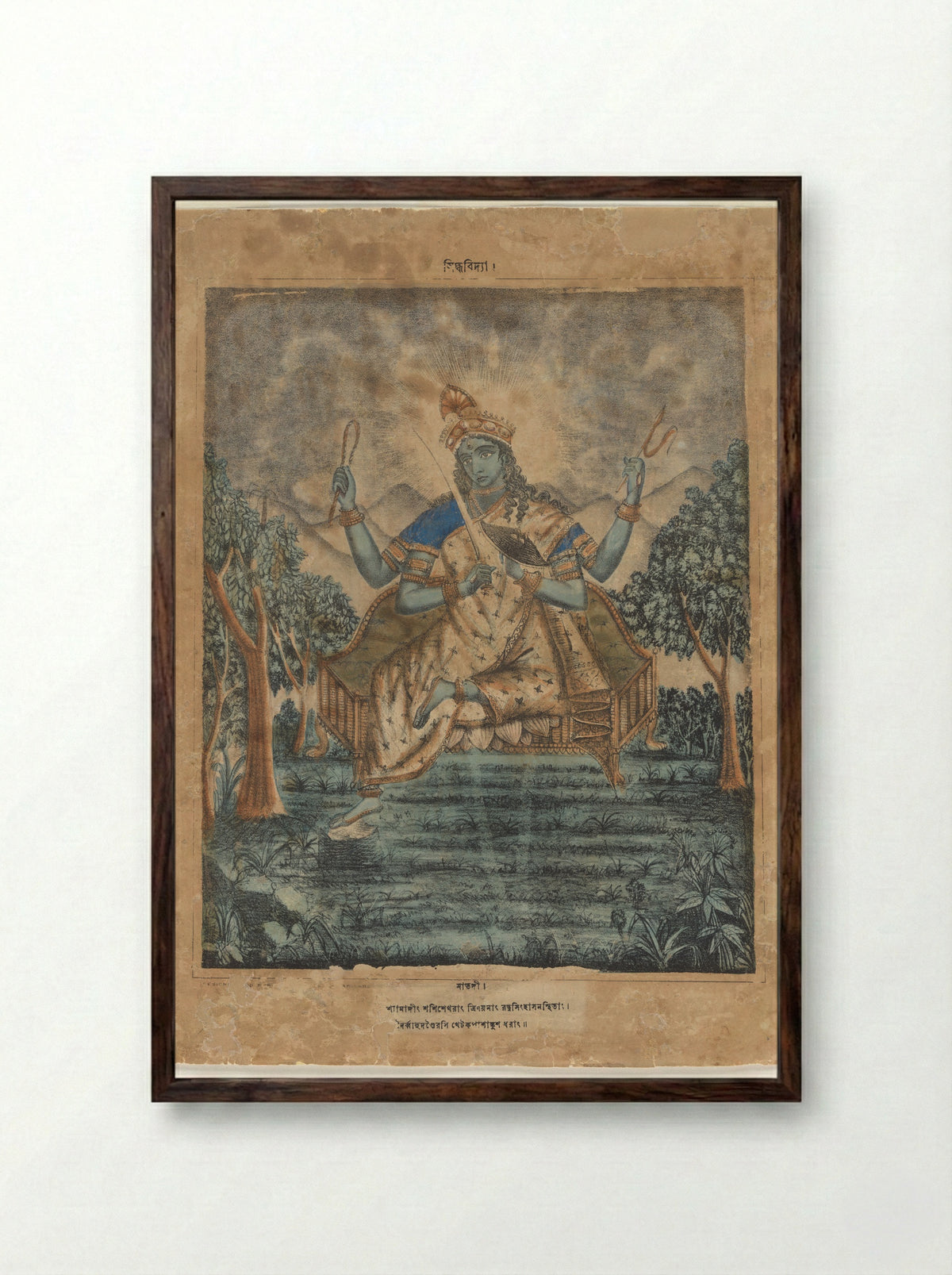 Matangi, an esoteric form of Parvati - Sasadhar Banarjee - Framed Print Dark Wood