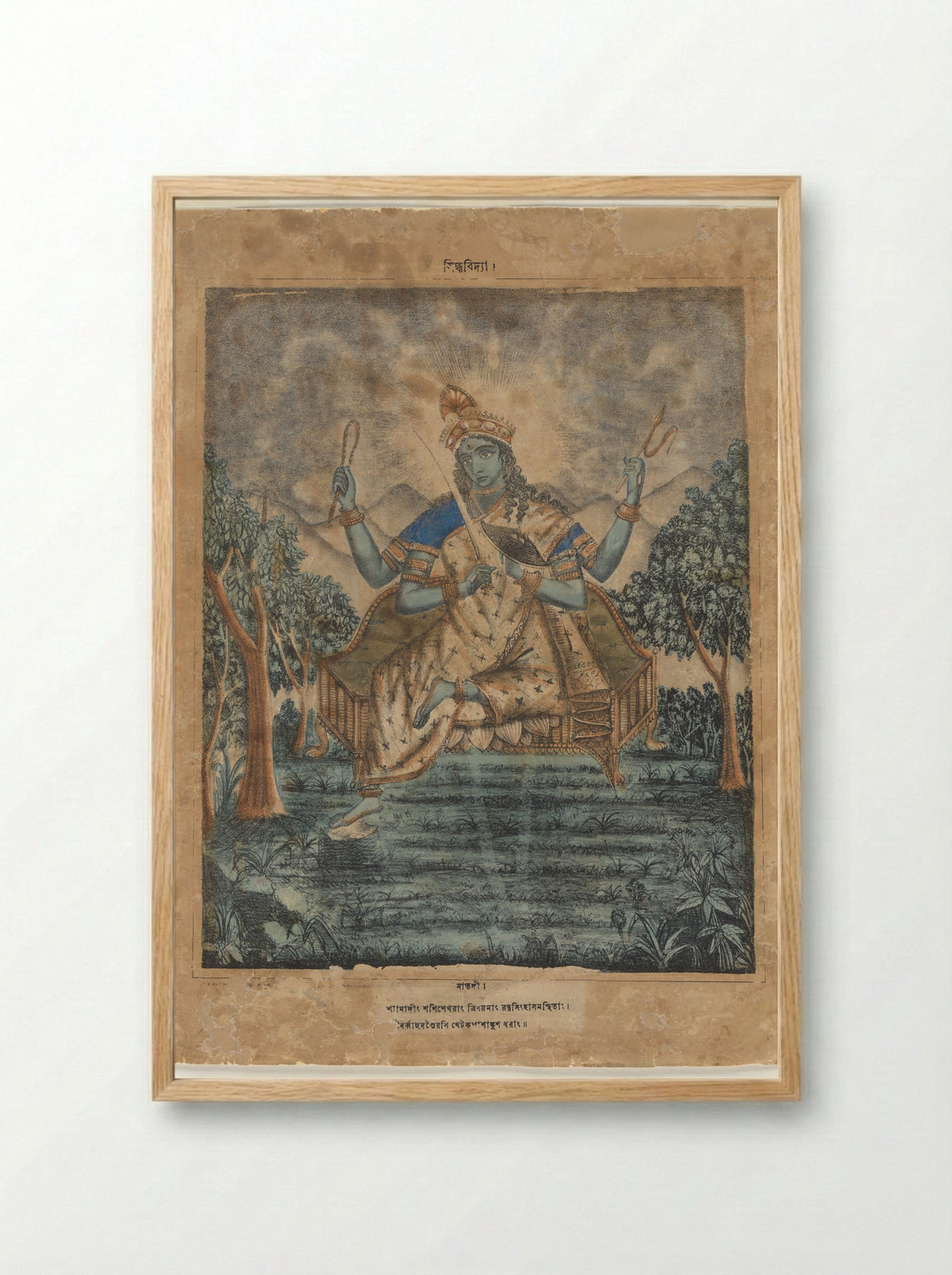 Matangi, an esoteric form of Parvati - Sasadhar Banarjee - Framed Print Wood
