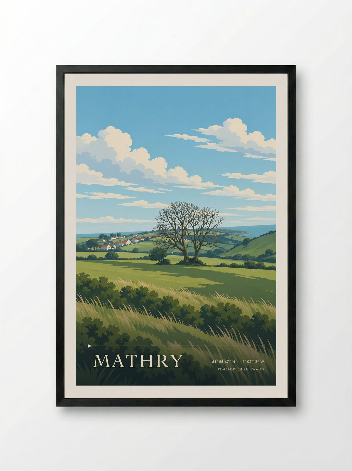 Mathry, Pembrokeshire | Travel Poster - Framed Print Black