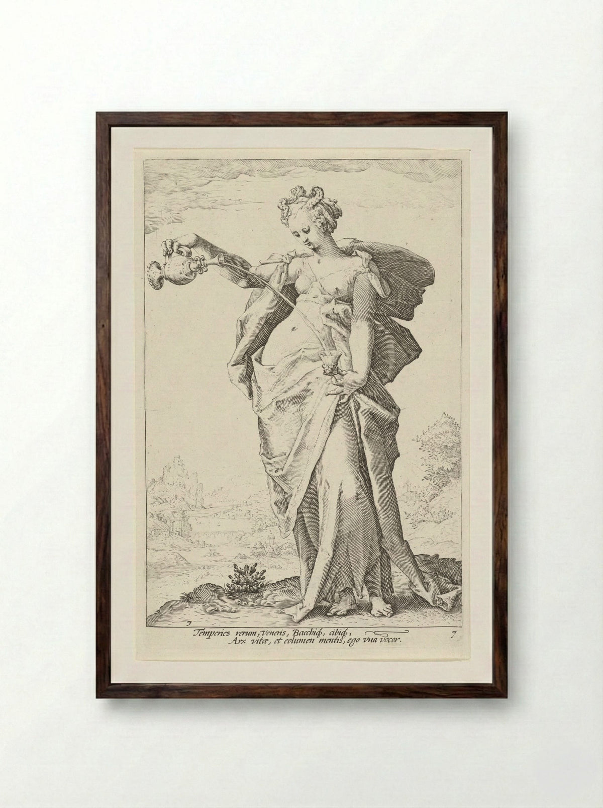Matigheid (Temperantia) - Claes Jansz. Visscher (II) - Framed Print Dark Wood