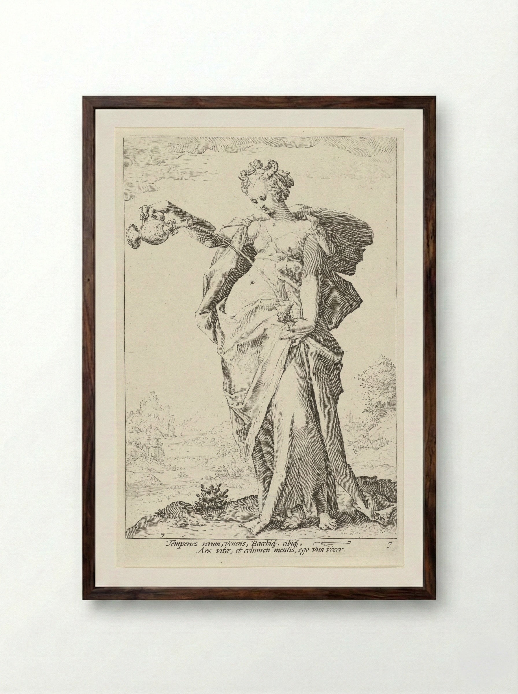 Matigheid (Temperantia) - Claes Jansz. Visscher (II) - Framed Print Dark Wood
