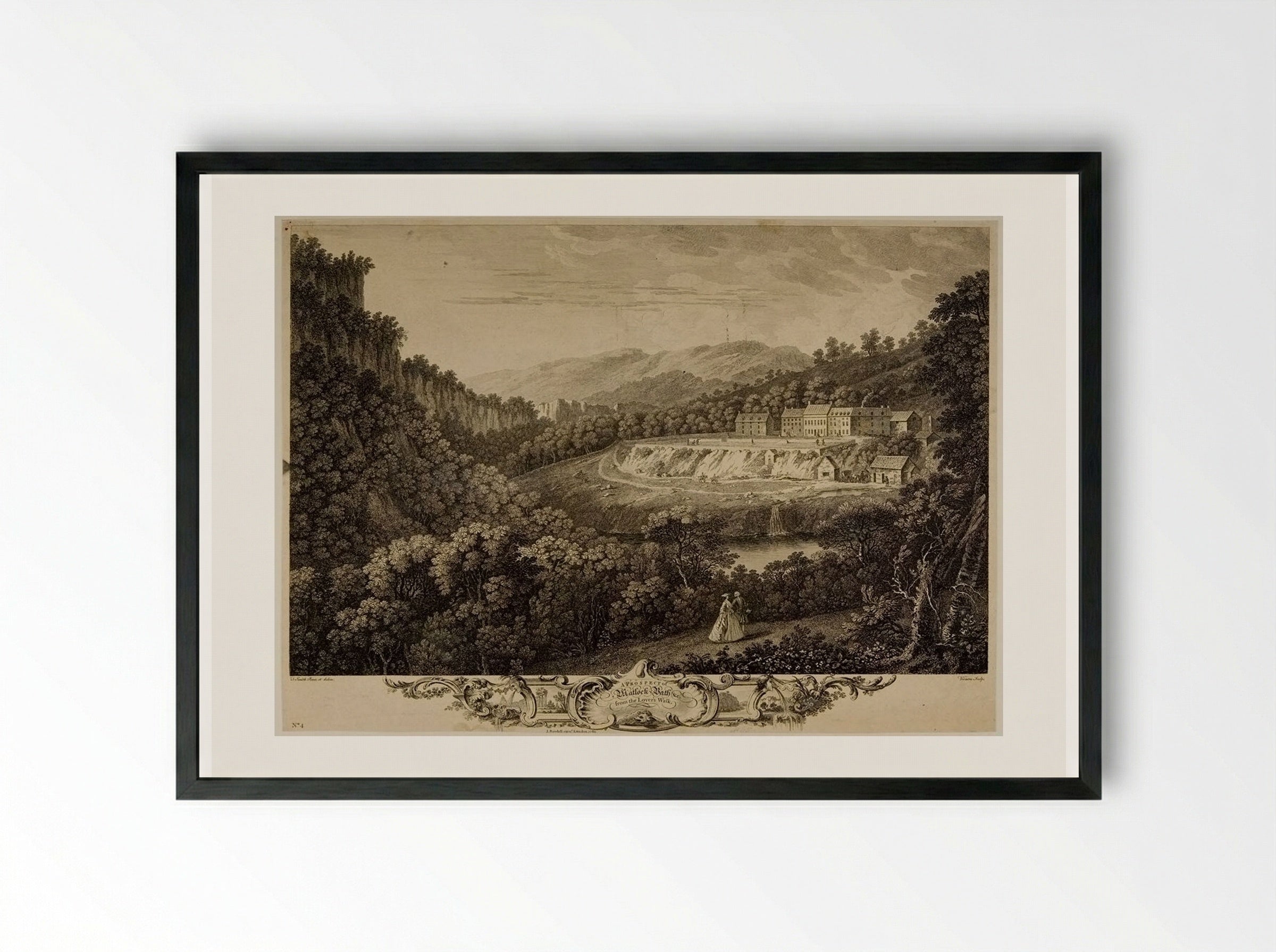 Matlock Bath, a View in the Peak - François Vivares - Framed Print Black