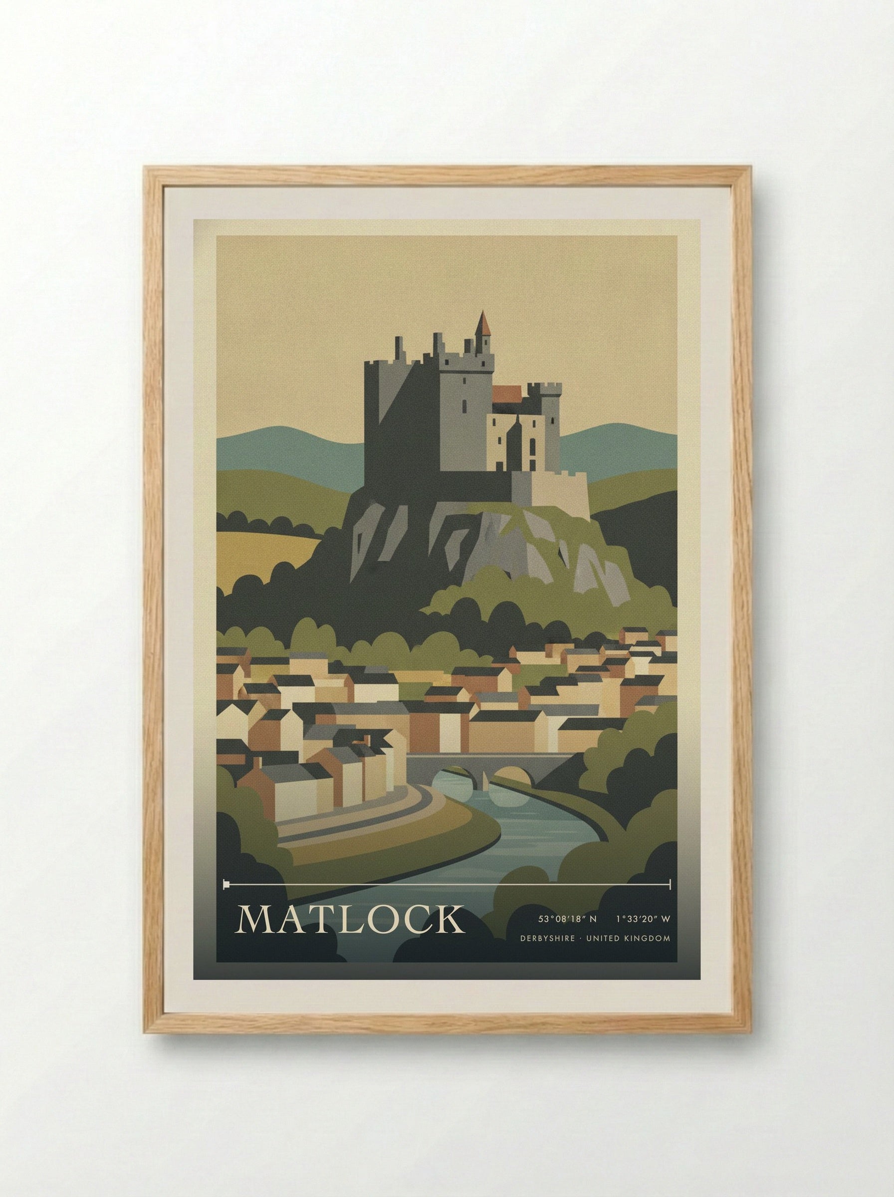 Matlock Derbyshire United Kingdom Travel Poster - Framed Print Wood