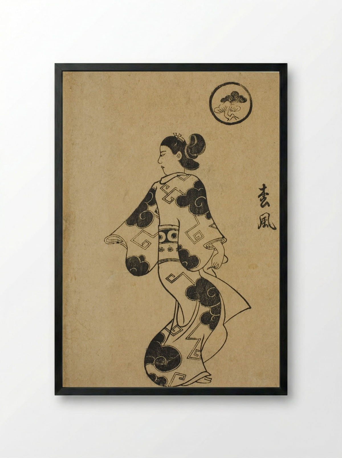 Matsukaze, from Album of Courtesans - Torii Kiyonobu I - Framed Print Black