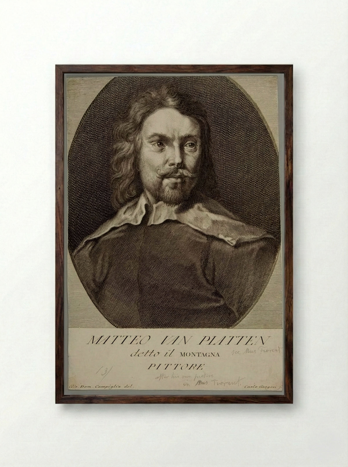 Matteo van Platten, called il Montagna - Carlo Gregori - Framed Print Dark Wood
