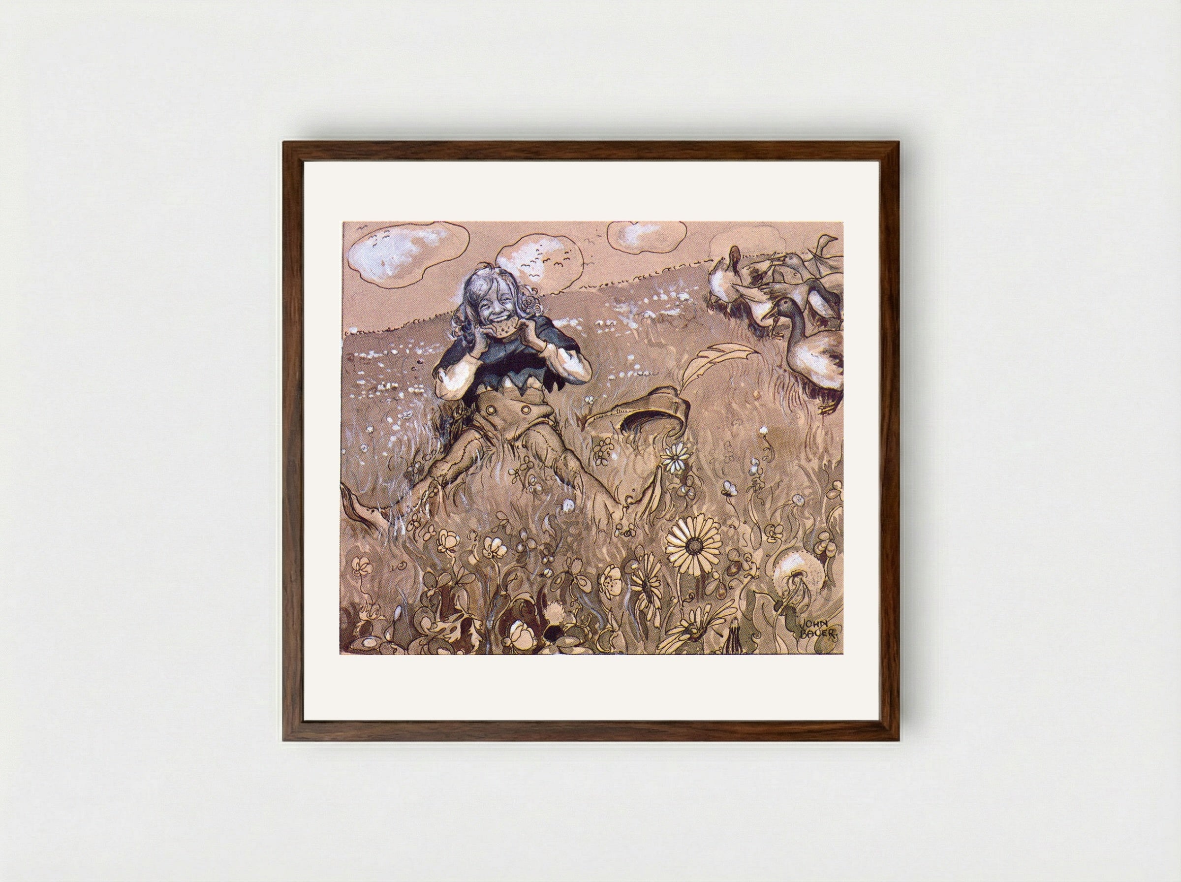 Matts - John Bauer - Framed Print Dark Wood