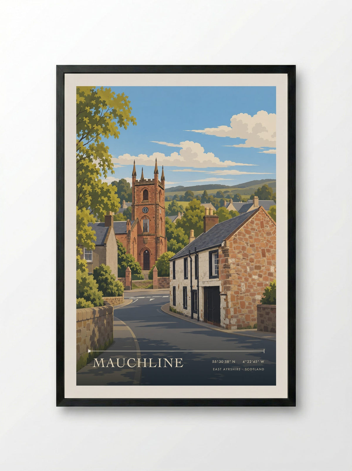 Mauchline, East Ayrshire | Travel Poster - Framed Print Black