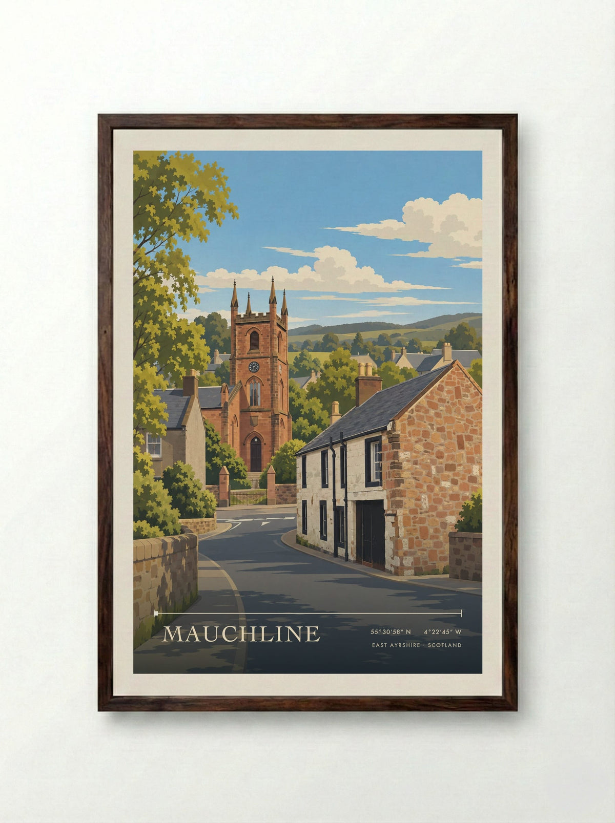 Mauchline, East Ayrshire | Travel Poster - Framed Print Dark Wood