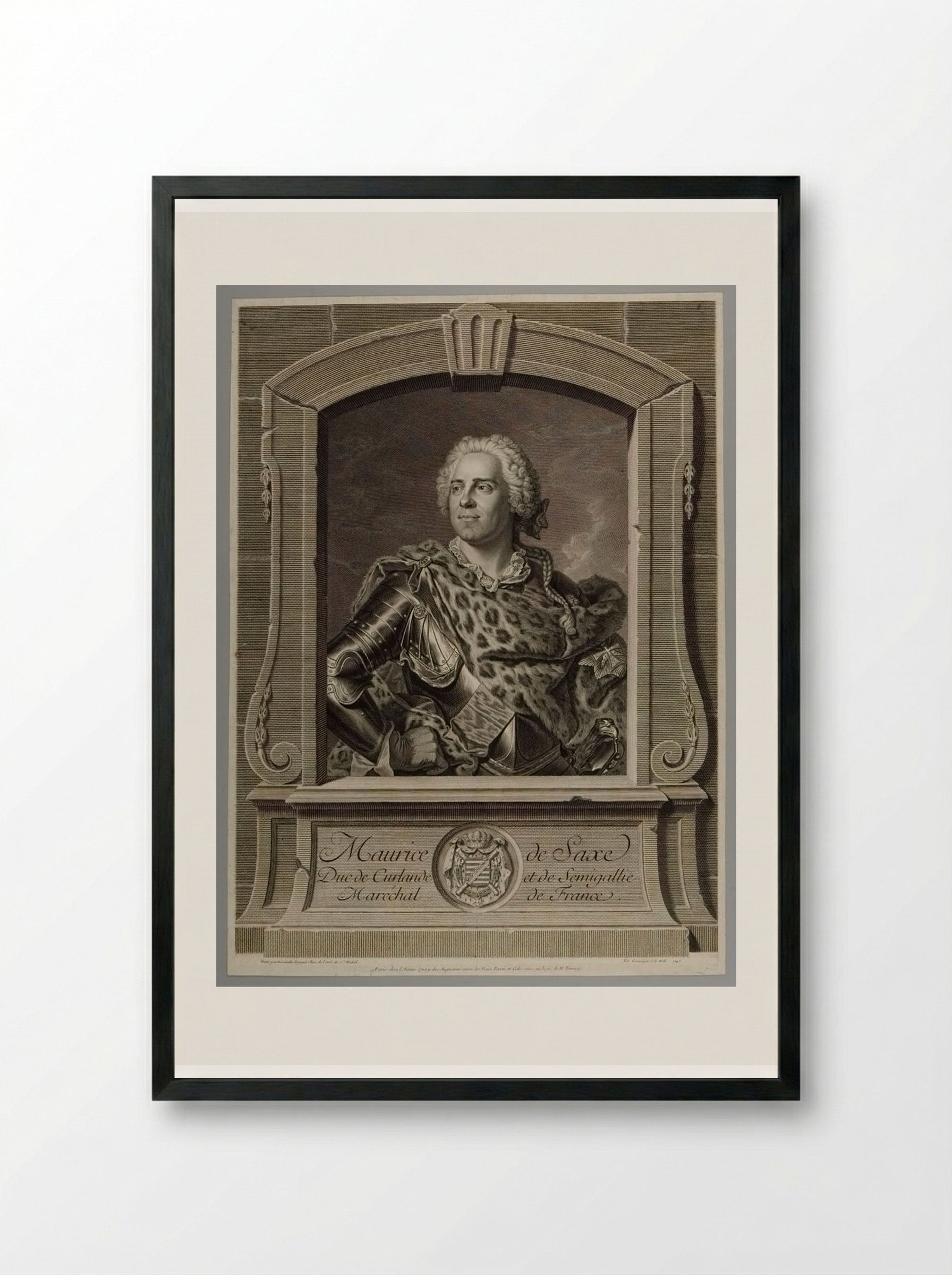 Maurice de Saxe - Johann Georg Wille - Framed Print Black