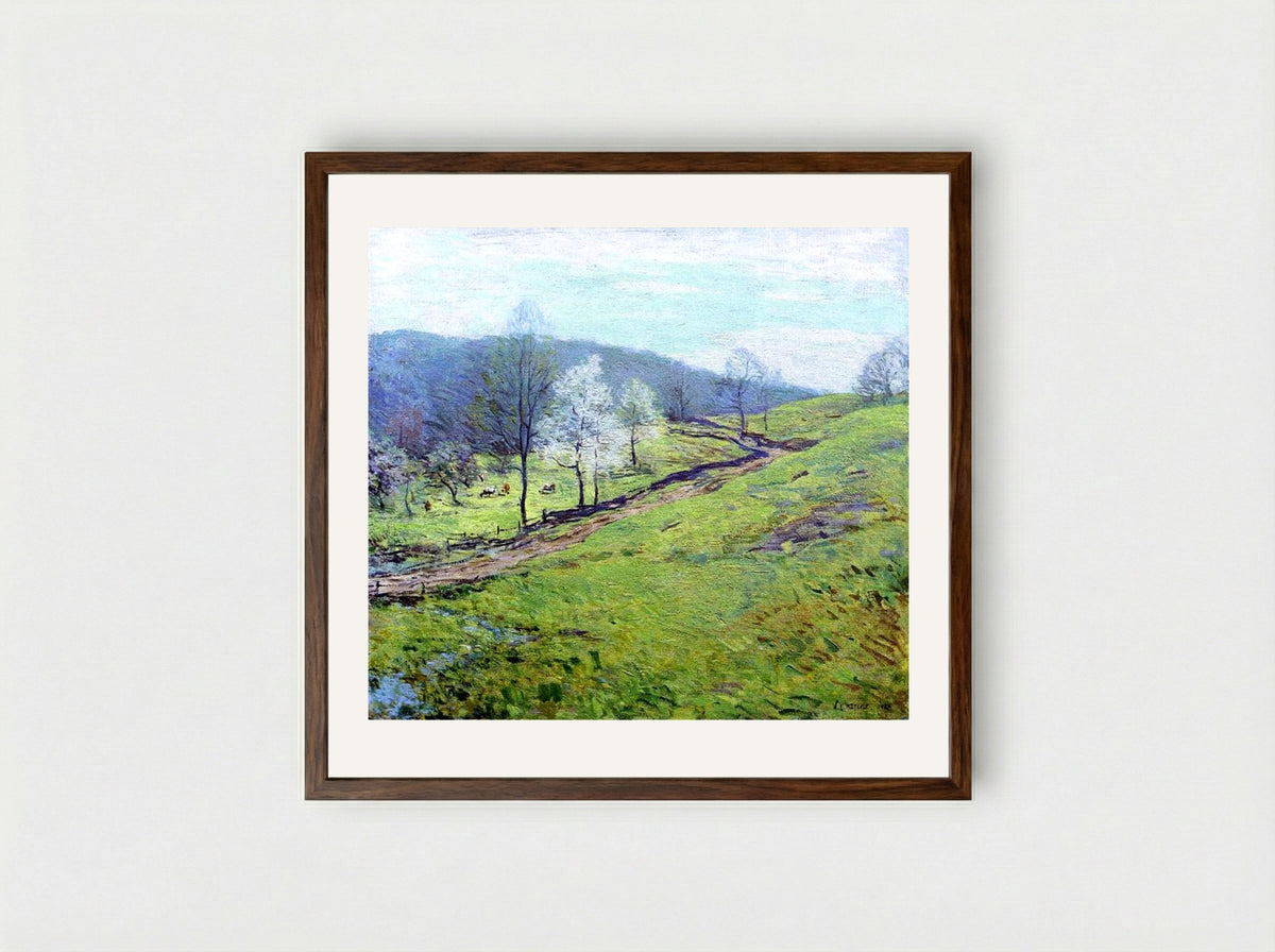 May Afternoon - Willard Metcalf - Framed Print Dark Wood