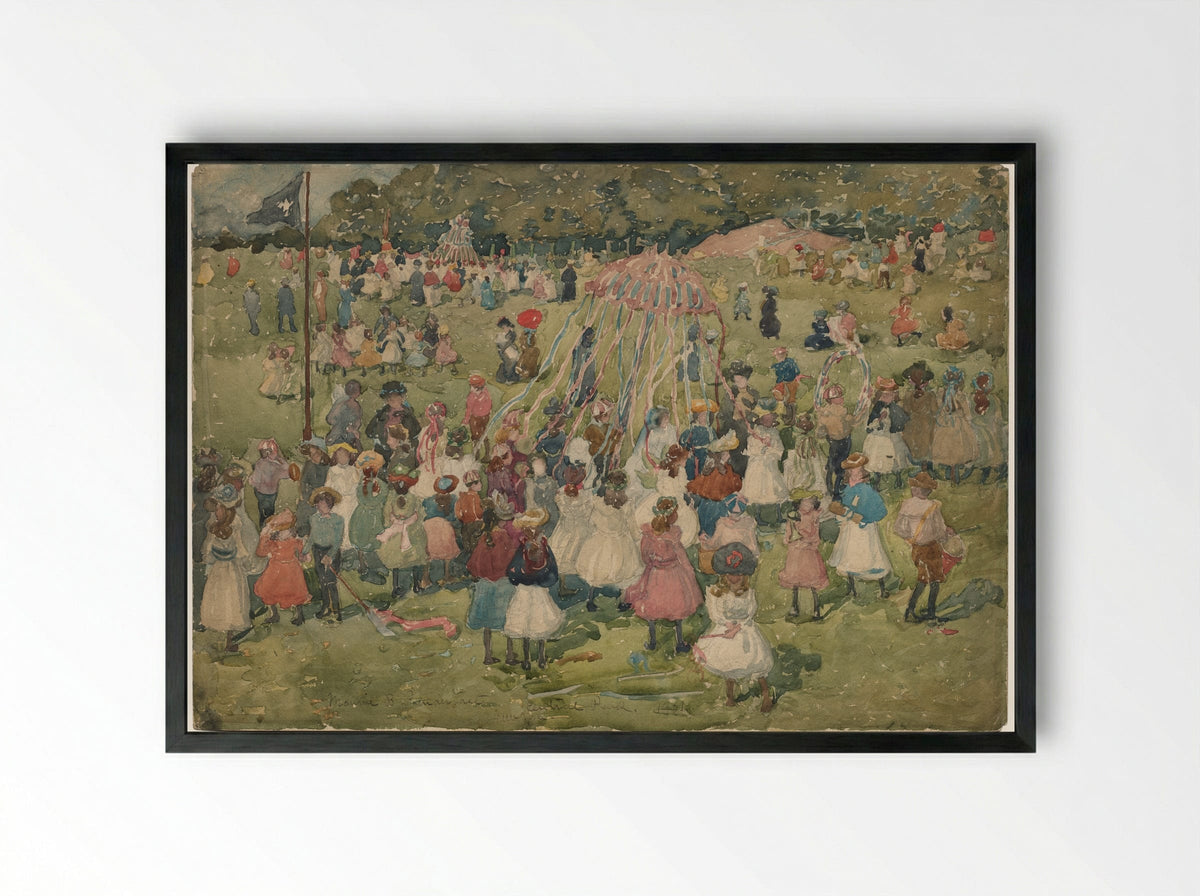 May Day, Central Park - Maurice Prendergast - Framed Print Black