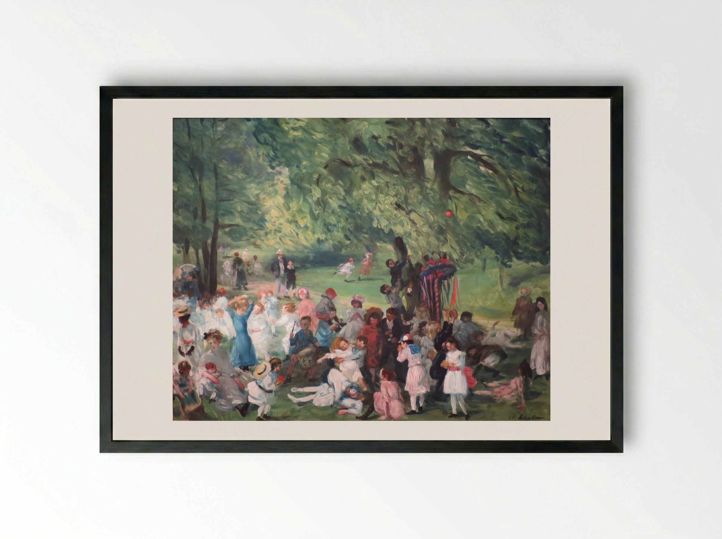 May Day in Central Park - William James Glackens - Framed Print Black