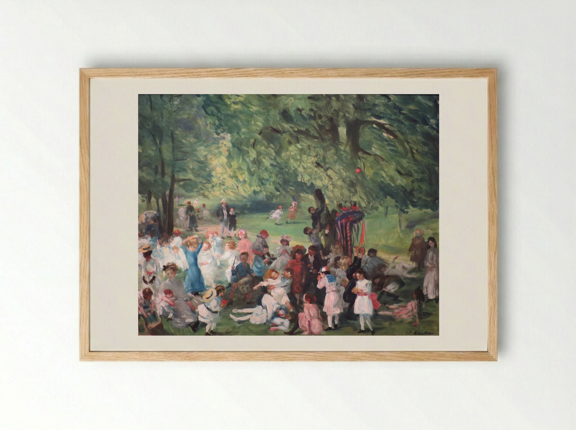 May Day in Central Park - William James Glackens - Framed Print Wood