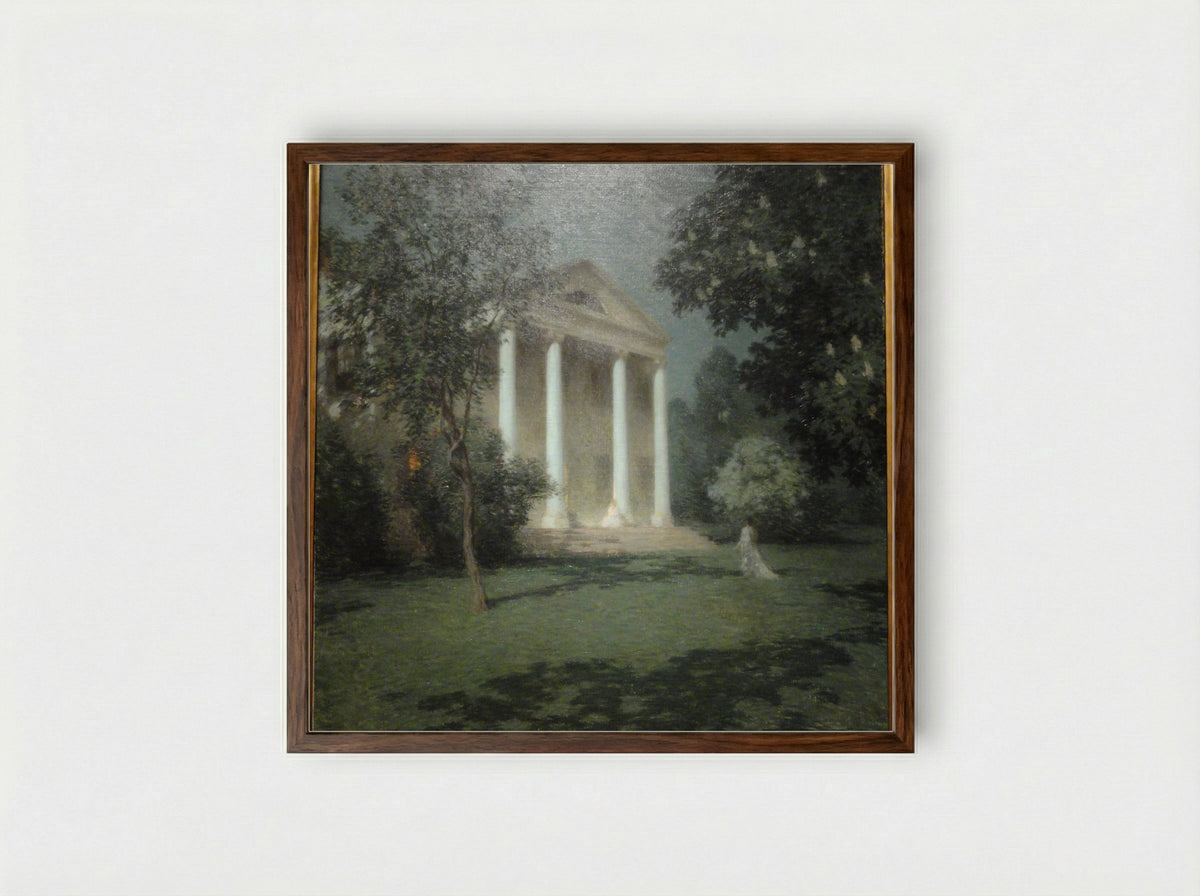 May Night - Willard Metcalf - Framed Print Dark Wood