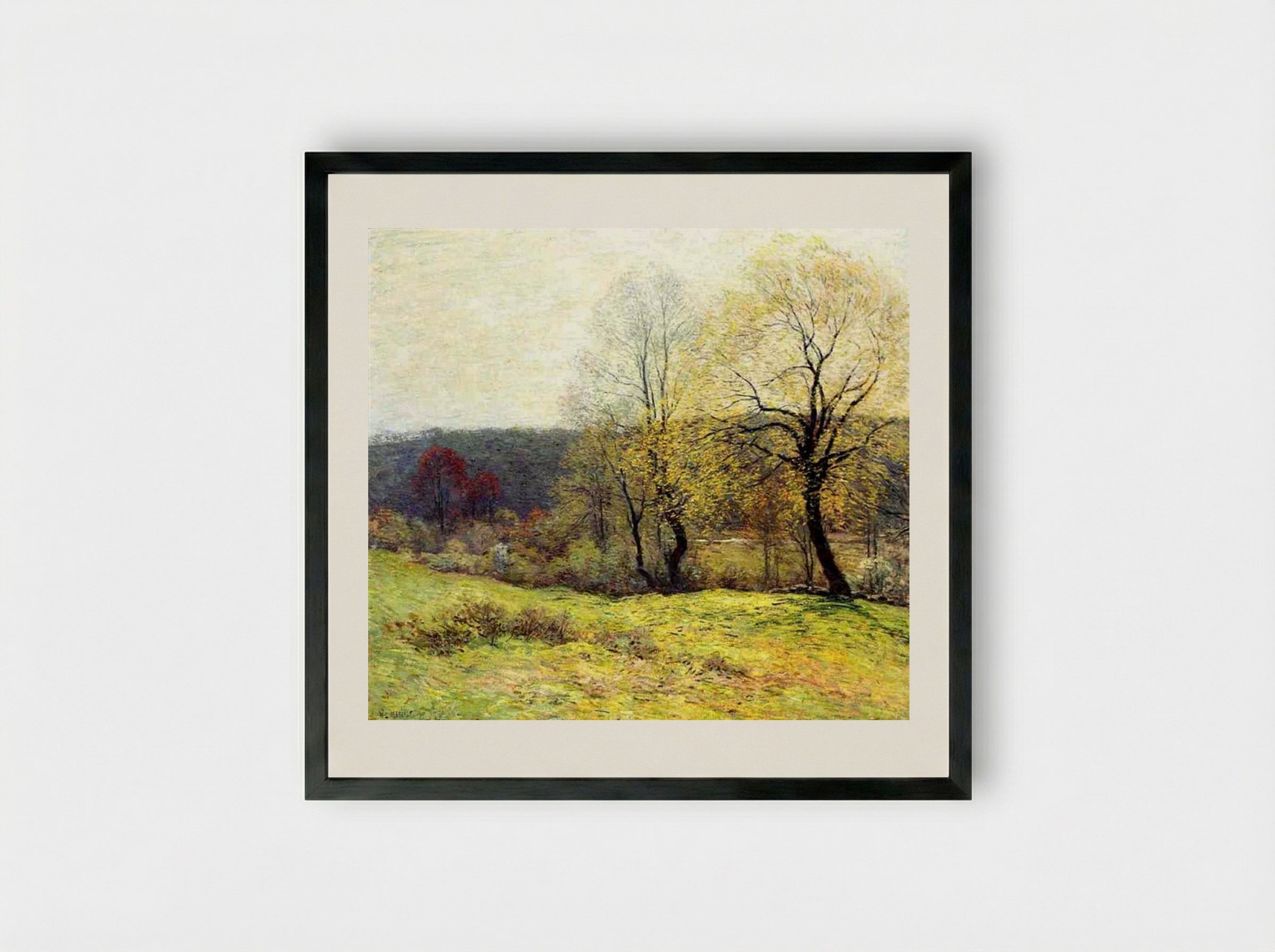 May Pastoral - Willard Metcalf - Framed Print Black