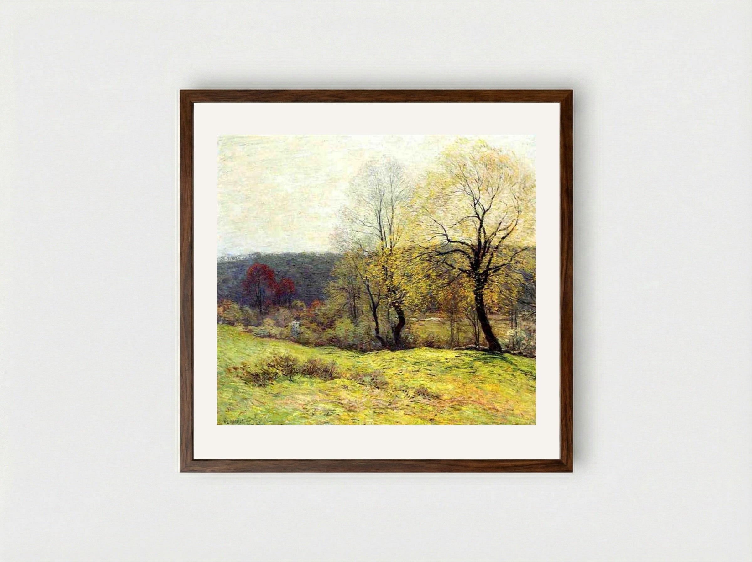 May Pastoral - Willard Metcalf - Framed Print Dark Wood