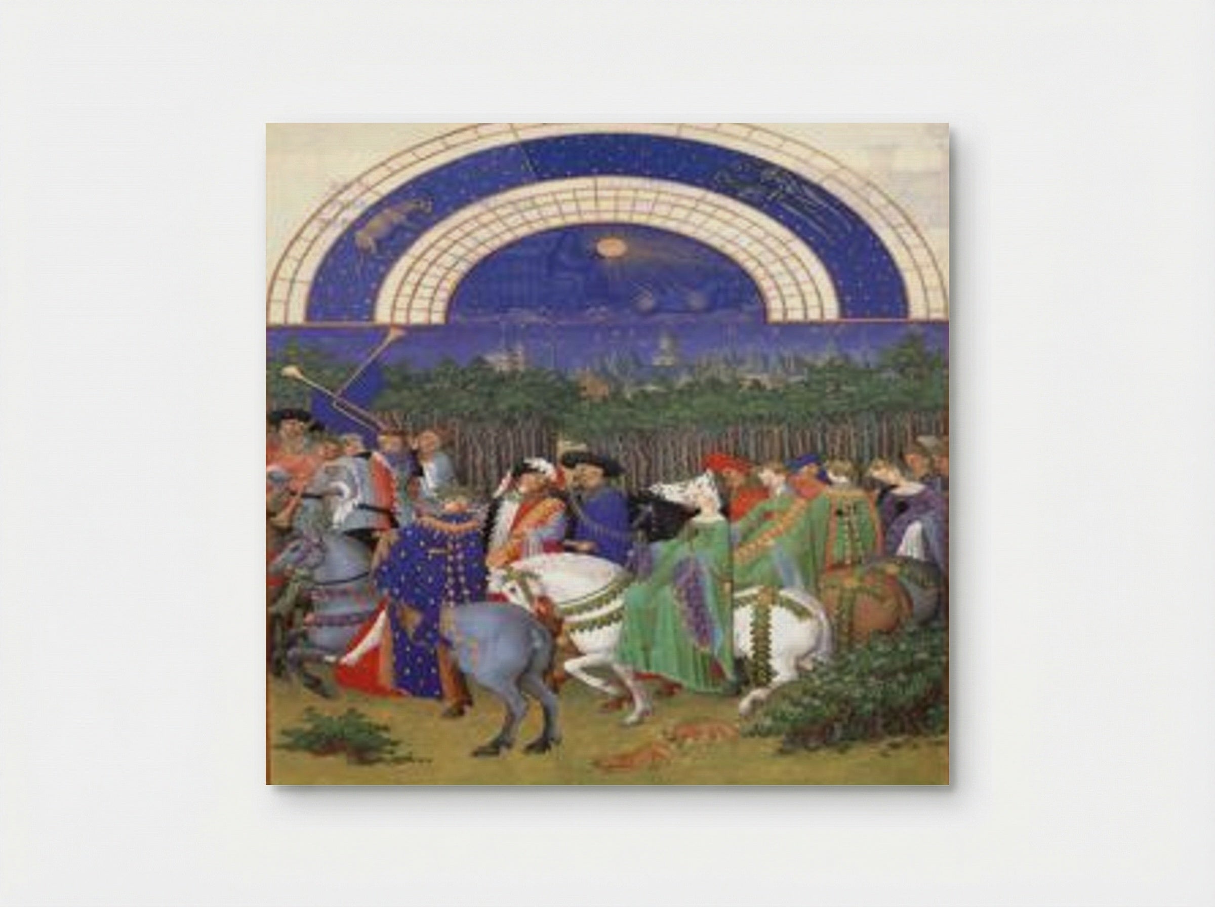 May: Celebrating May Day Near the Town of Riom in the Auvergne - Limbourg brothers - Poster