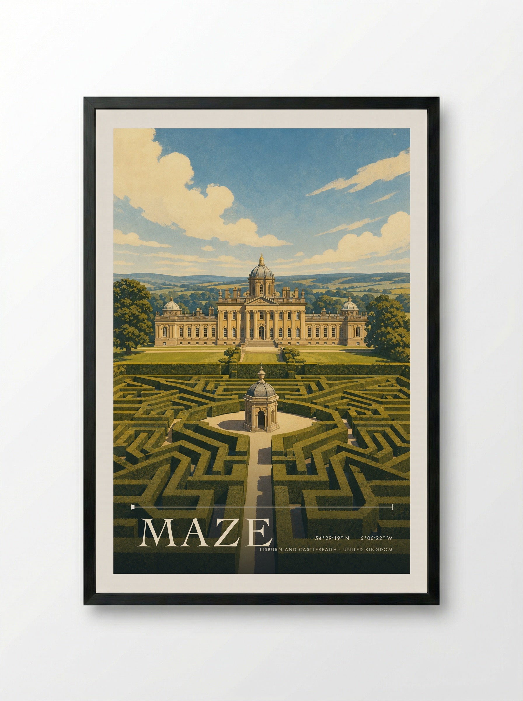 Maze Lisburn and Castlereagh United Kingdom Travel Poster - Framed Print Black
