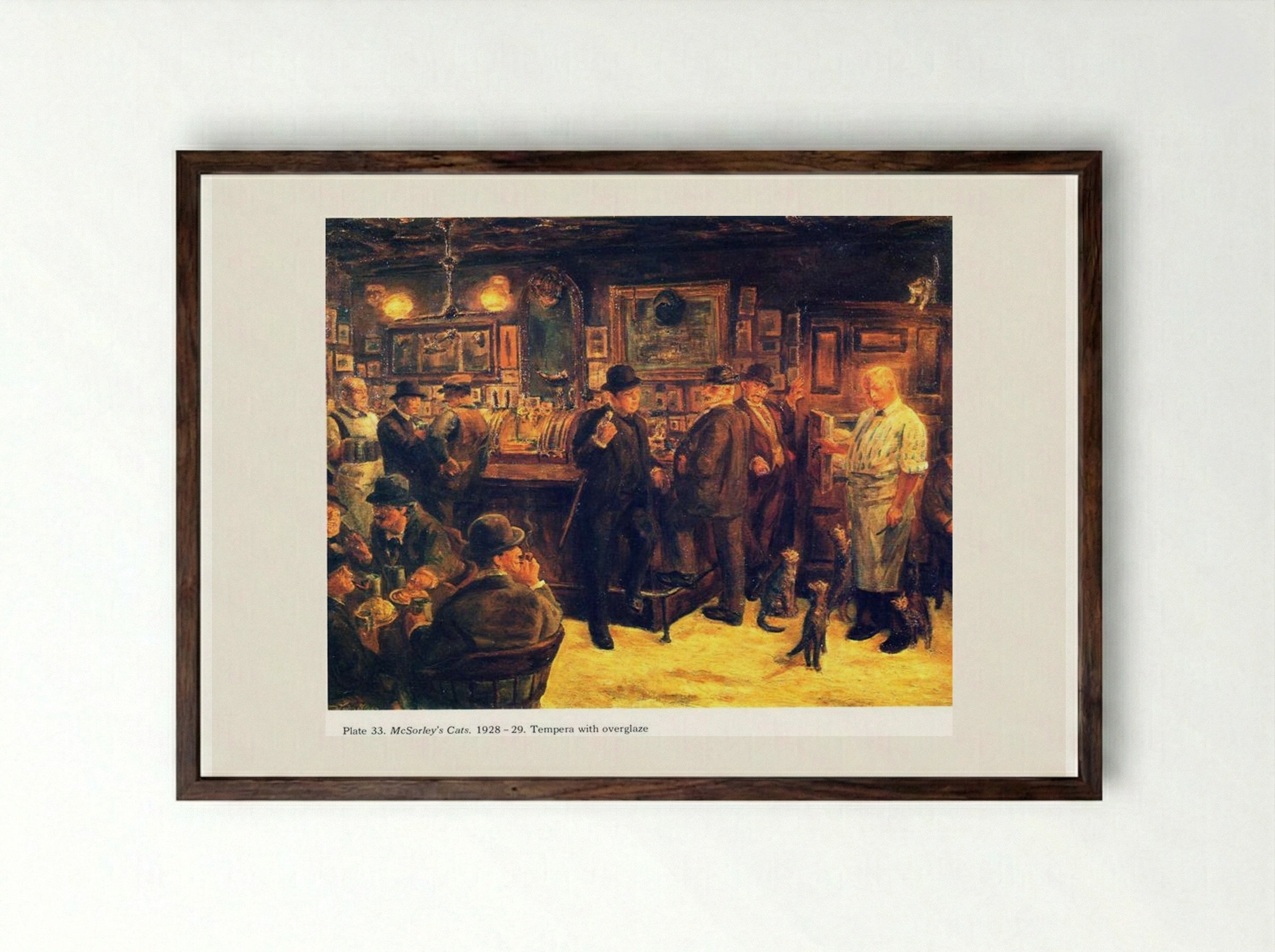 McSorley's Cats - John French Sloan - Framed Print Dark Wood