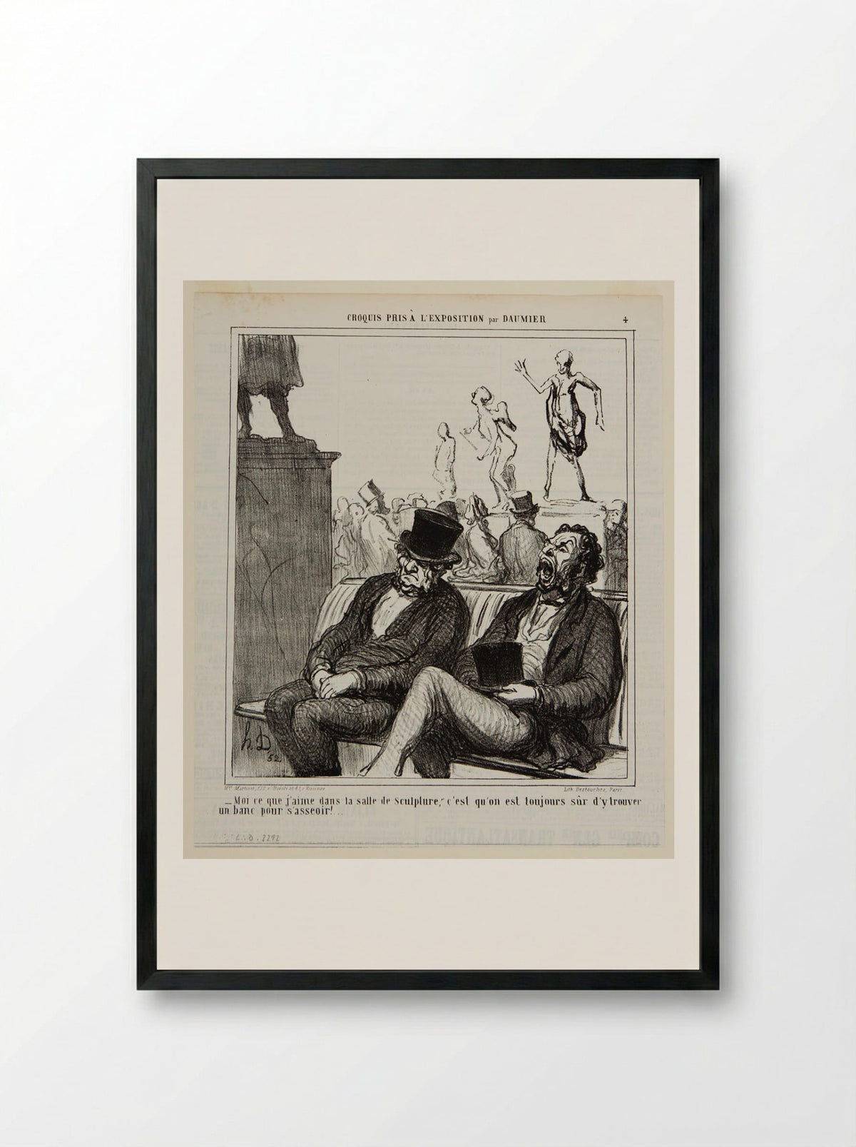 Me, I love the sculpture gallery, where you can always find a place to sit down! - Honoré-Victorin Daumier - Framed Print Black