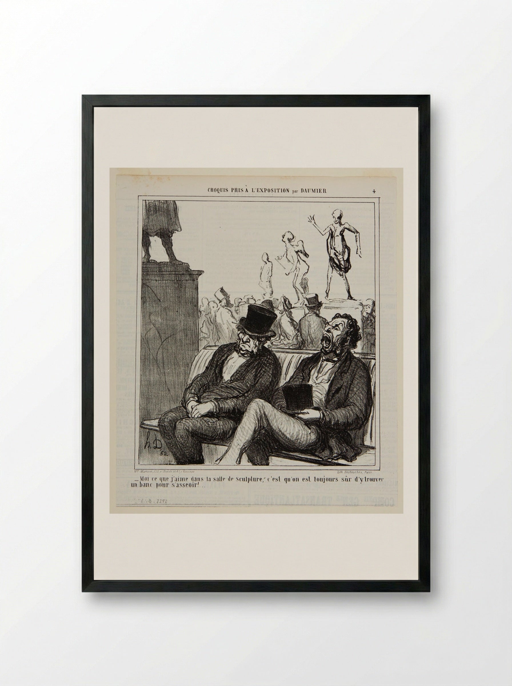 Me, I love the sculpture gallery, where you can always find a place to sit down! - Honoré-Victorin Daumier - Framed Print Black