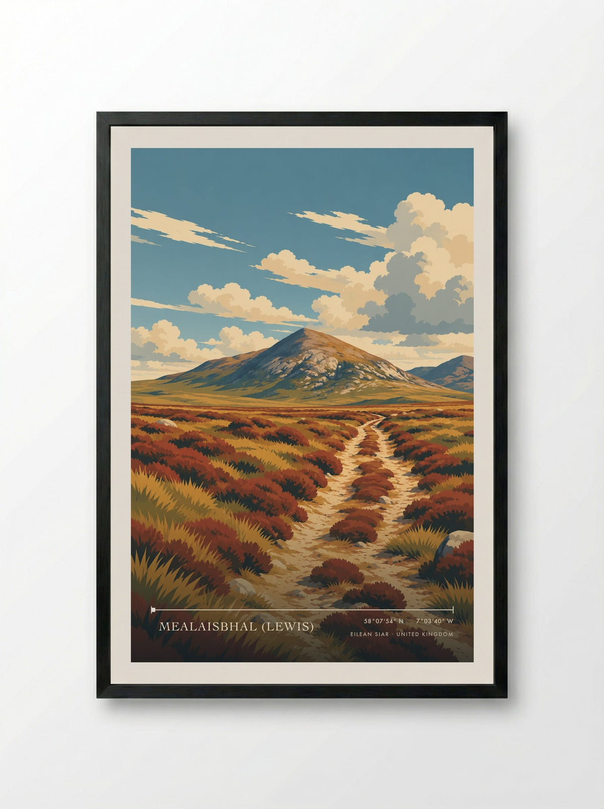 Mealaisbhal (Lewis), Eilean Siar | Travel Poster - Framed Print Black